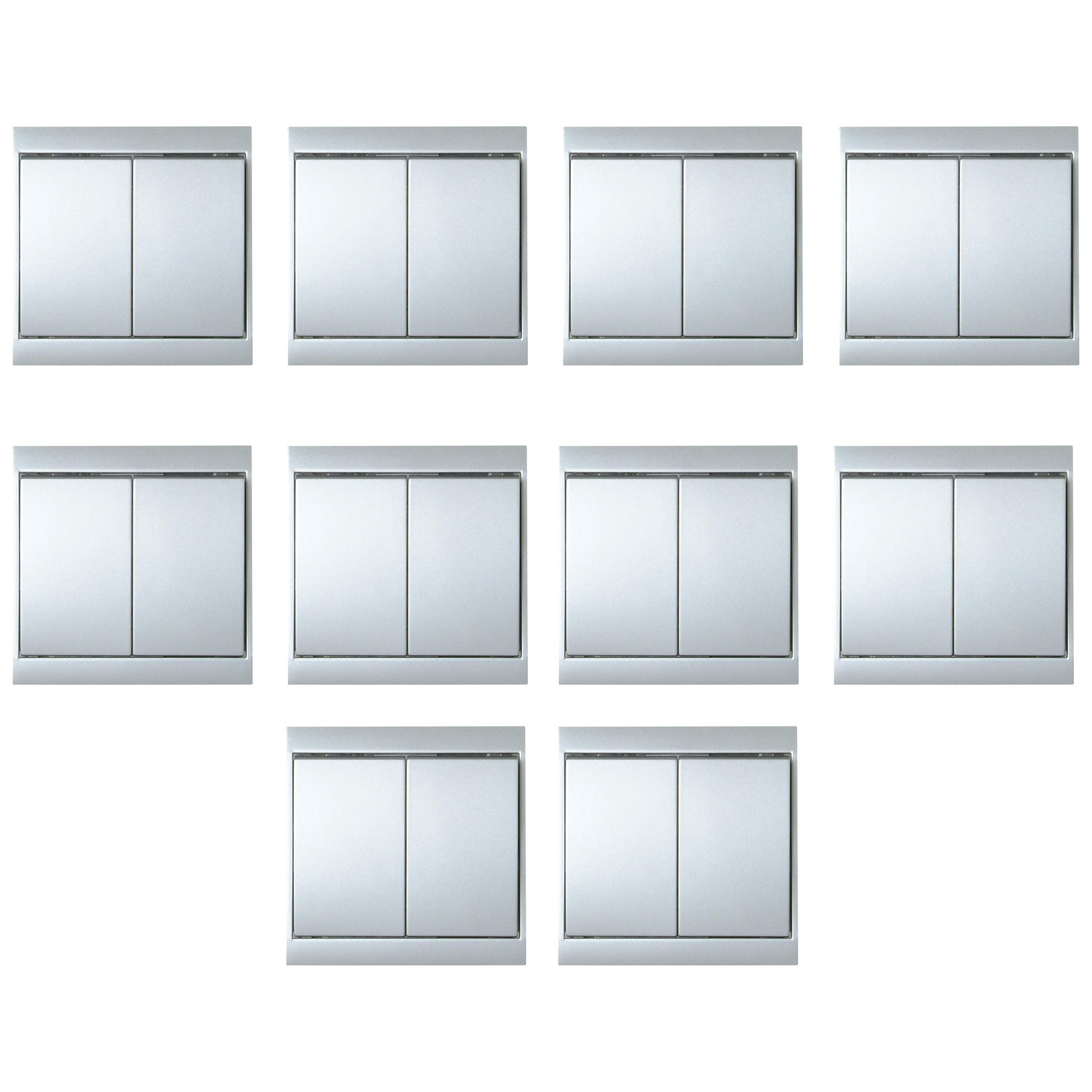 Kopp Schalter Malta Serienschalter Lichtschalter [10ERPACK] (10-St), Oberflächenmontage Schraubbefestigung Silber