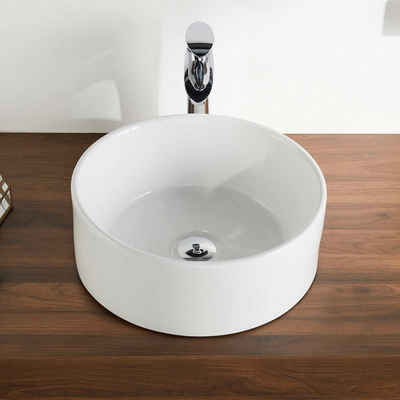 DeerValley Waschbecken Modernes weißes kreisförmiges Schüssel-Waschbecken, Schlichter und eleganter Stil, Leicht zu reinigen