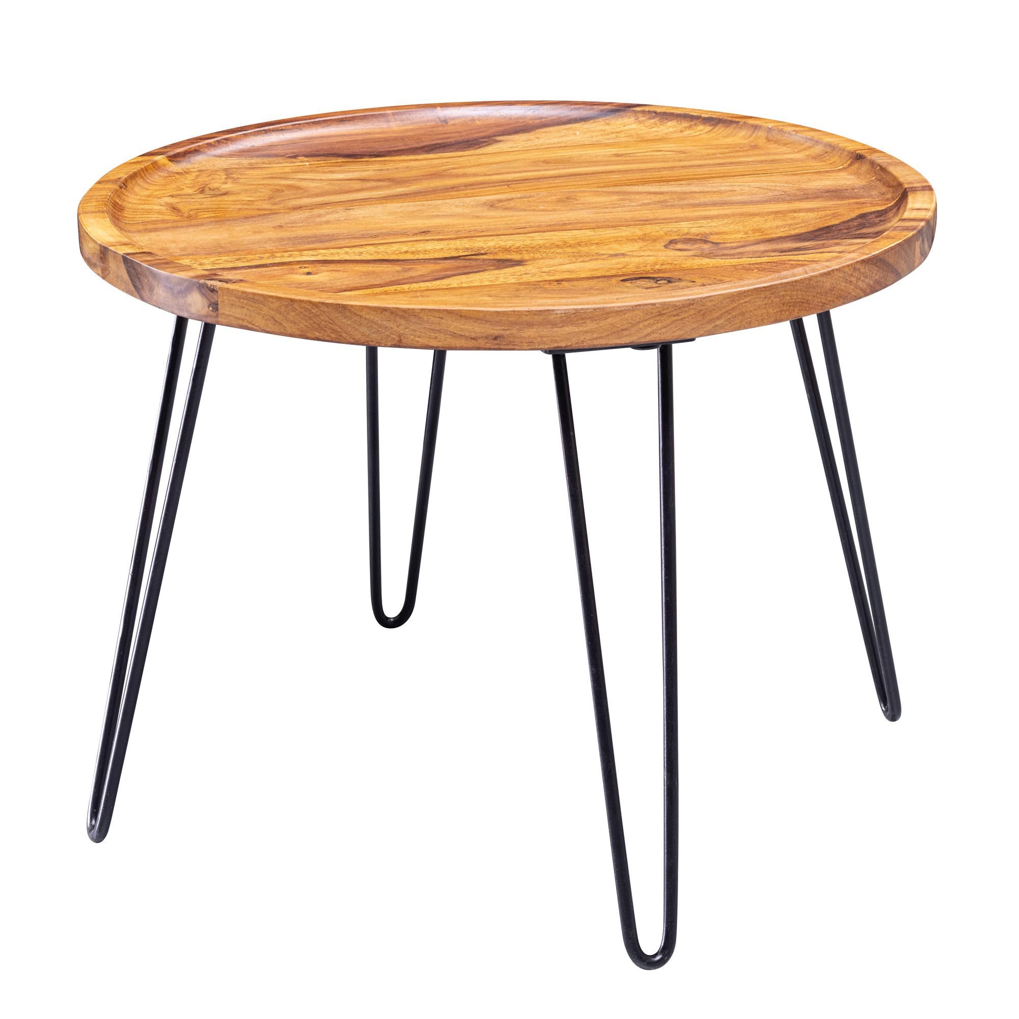 Wohnling Beistelltisch Couchtisch Sheesham Massivholz 60x45x60 cm Wohnzimmertisch Rund. € 170,99