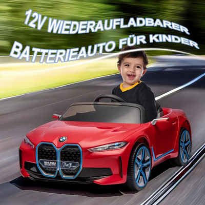 REDOM Elektro-Kinderauto Lizenziertes BMW I4, Belastbarkeit 30 kg, Elektroauto für Kinder mit 2,4G-Fernbedienung für Eltern