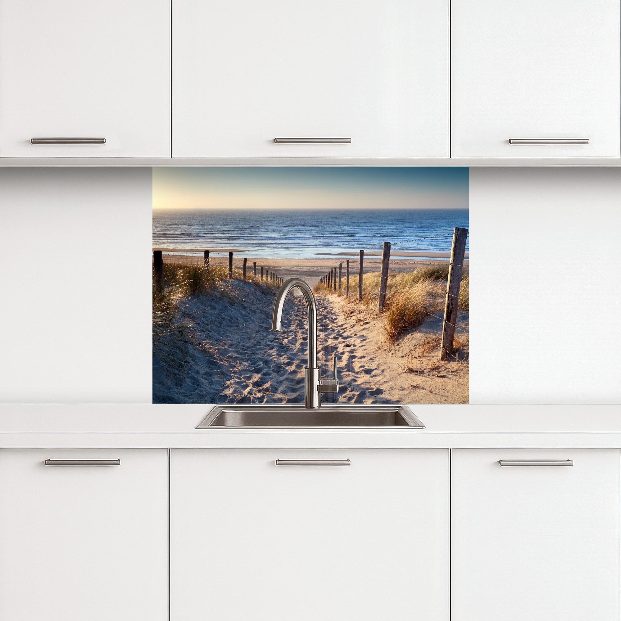 KitchenYeah Küchenrückwand selbstklebend Sand - Strand - Düne - Meer - Somm günstig online kaufen