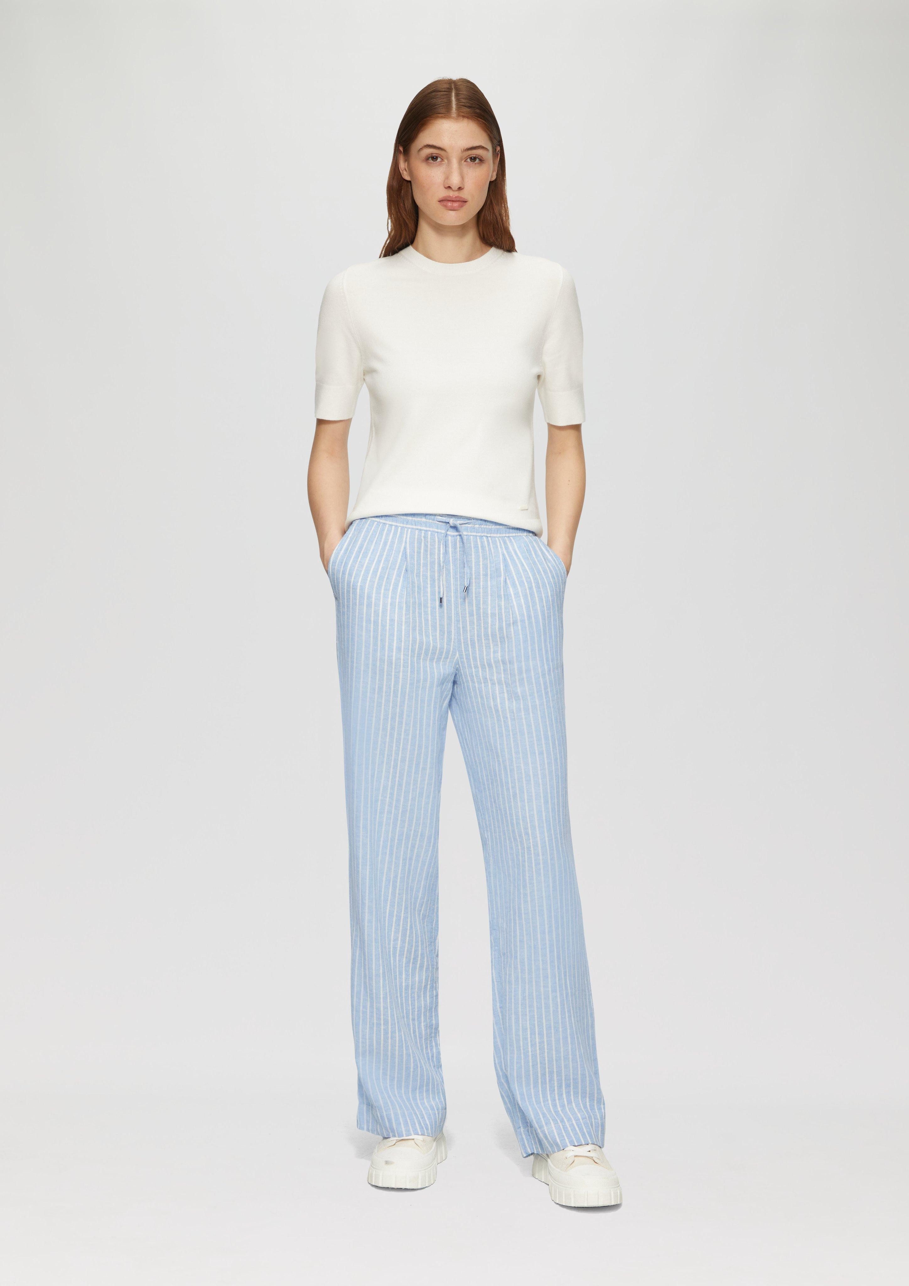 s.Oliver Stoffhose Wide-Leg-Hose aus Leinemix Gummizug günstig online kaufen