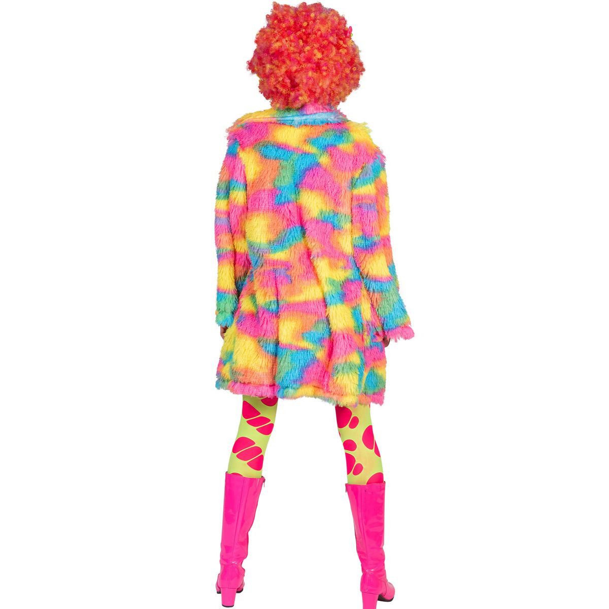 Funny Fashion Kostüm 90er Jahre Fluffy Rainbow Jacke Disco Bird für Damen