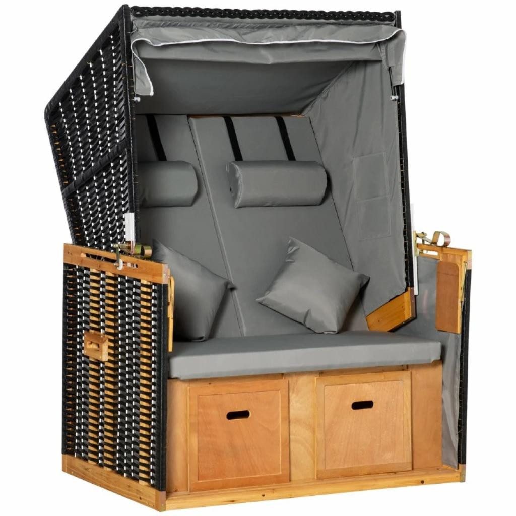Strandkorb 118x79x150 cm für 2 Personen inkl. Rücken- und Sitzkissen