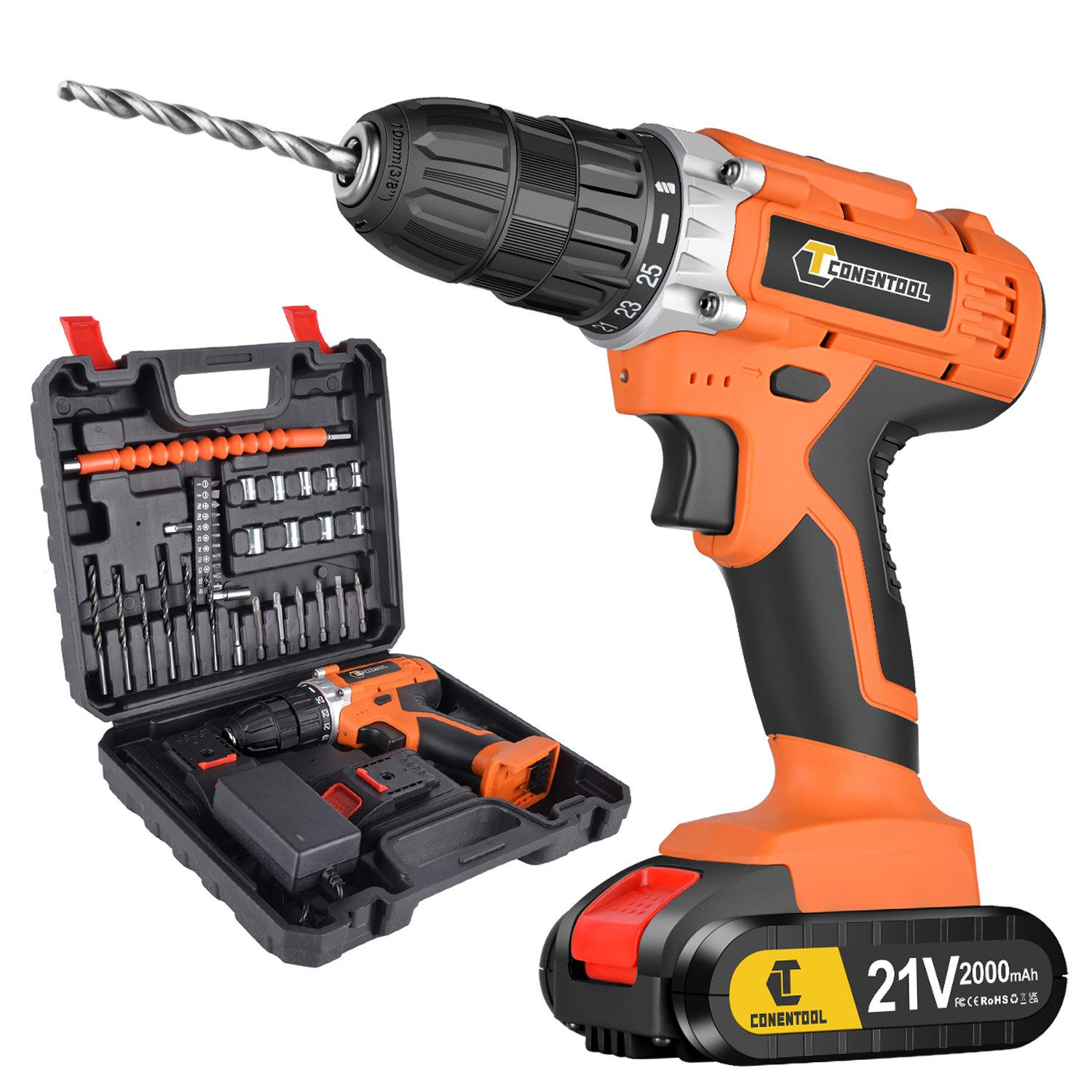CONENTOOL Akku-Schraubendreher Akkuschrauber Akku-Bohrschrauber 36PCS Bohrm günstig online kaufen