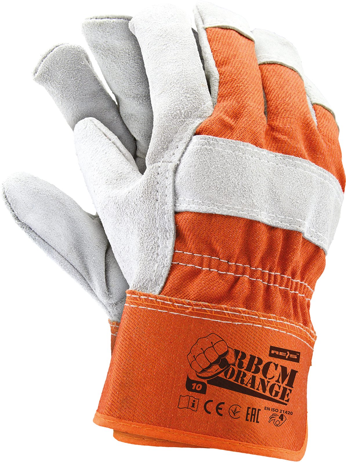 Reis Lederhandschuhe Reis RBCMORANGE Schutzhandschuhe, Orange Hellgrau, 10 Größe