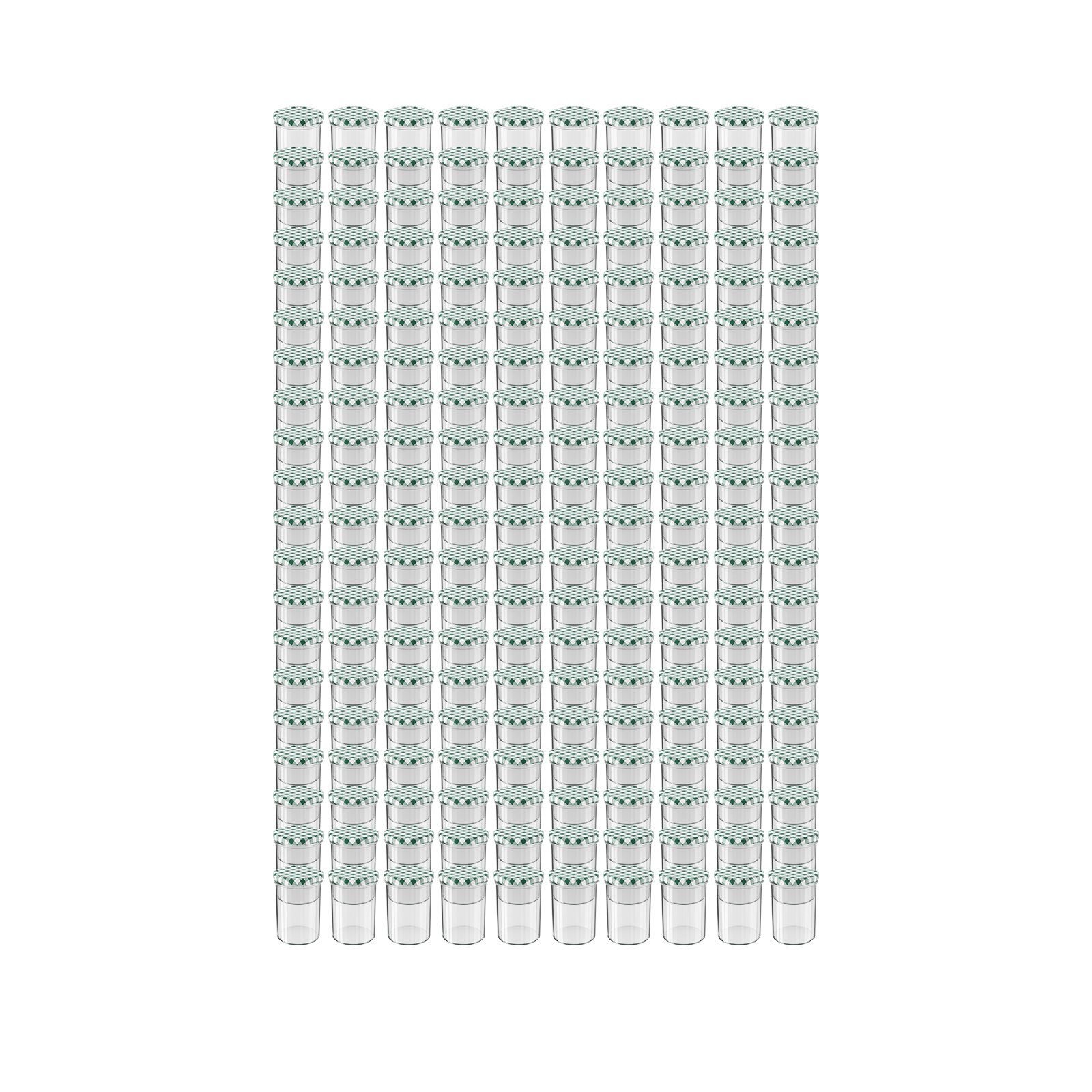 Wellgro Vorratsglas Einmachgläser Schraubdeckel grün kariert - 435 ml, (200-tlg)