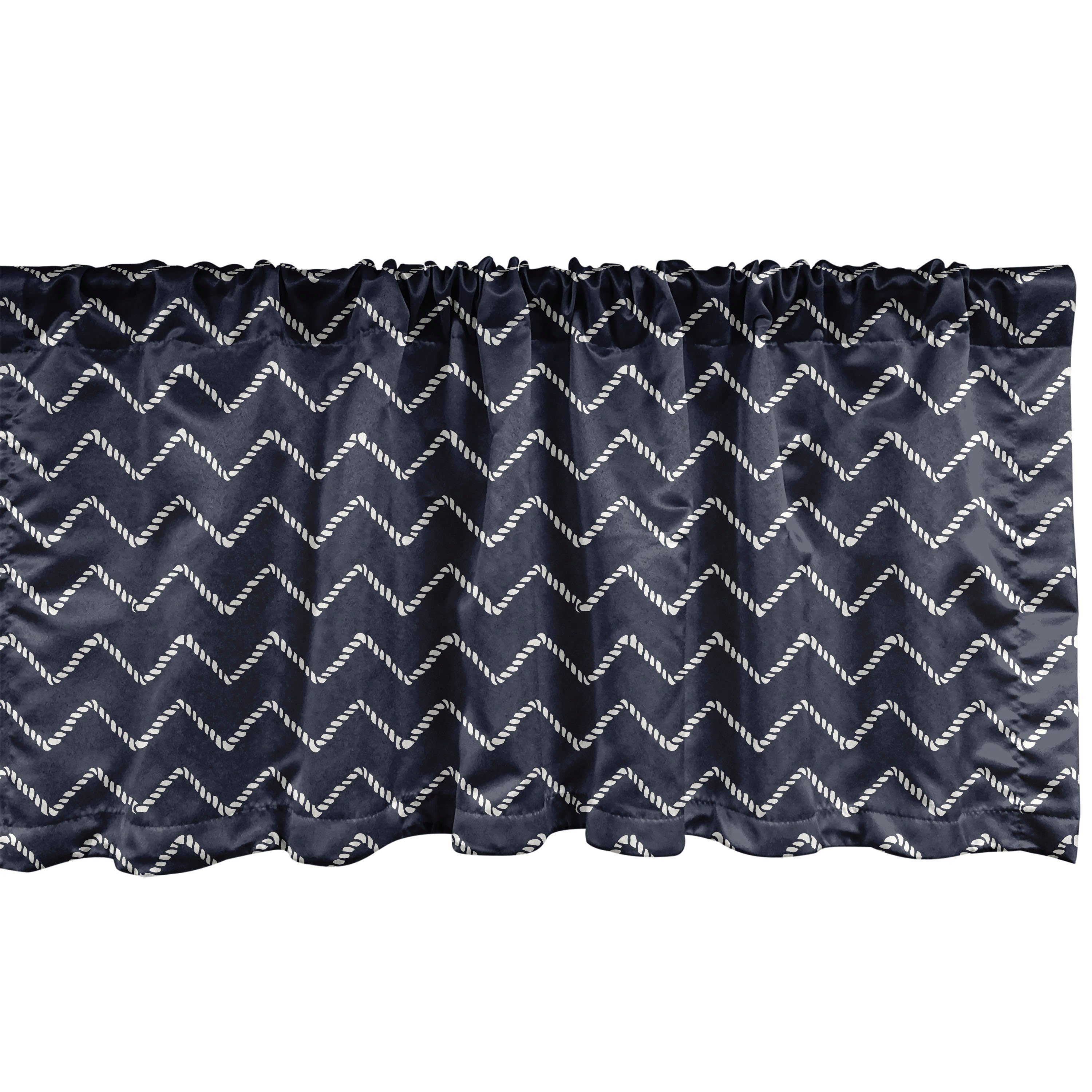 Scheibengardine Vorhang Volant für Küche Schlafzimmer Dekor mit Stangentasche, Abakuhaus, Microfaser, Navy blau Chevron Zigzag Ropes