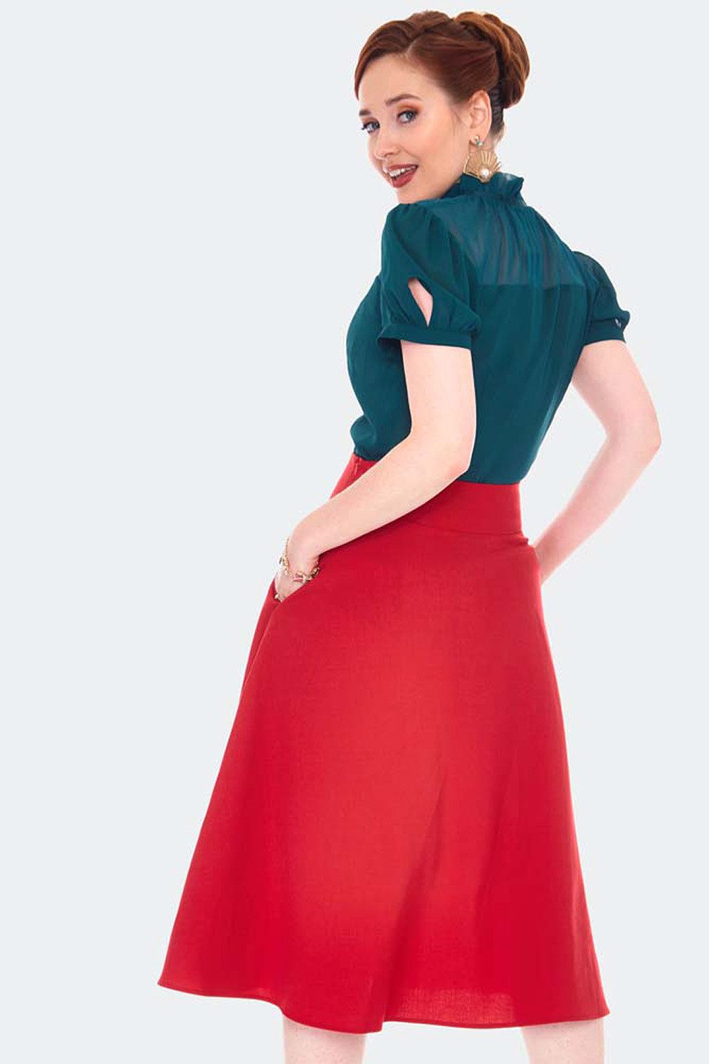 Voodoo Vixen A-Linien-Rock Red Retro Flare Rockabilly Retro Vintage Swing günstig online kaufen