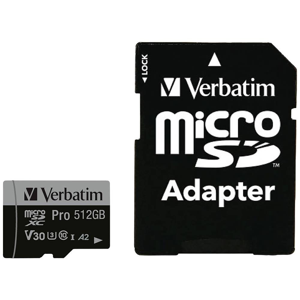 Verbatim microSDXC-Karte Speicherkarte (4K-Videounterstützung, A2-Leistungsstandard, inkl. SD-Adapter)