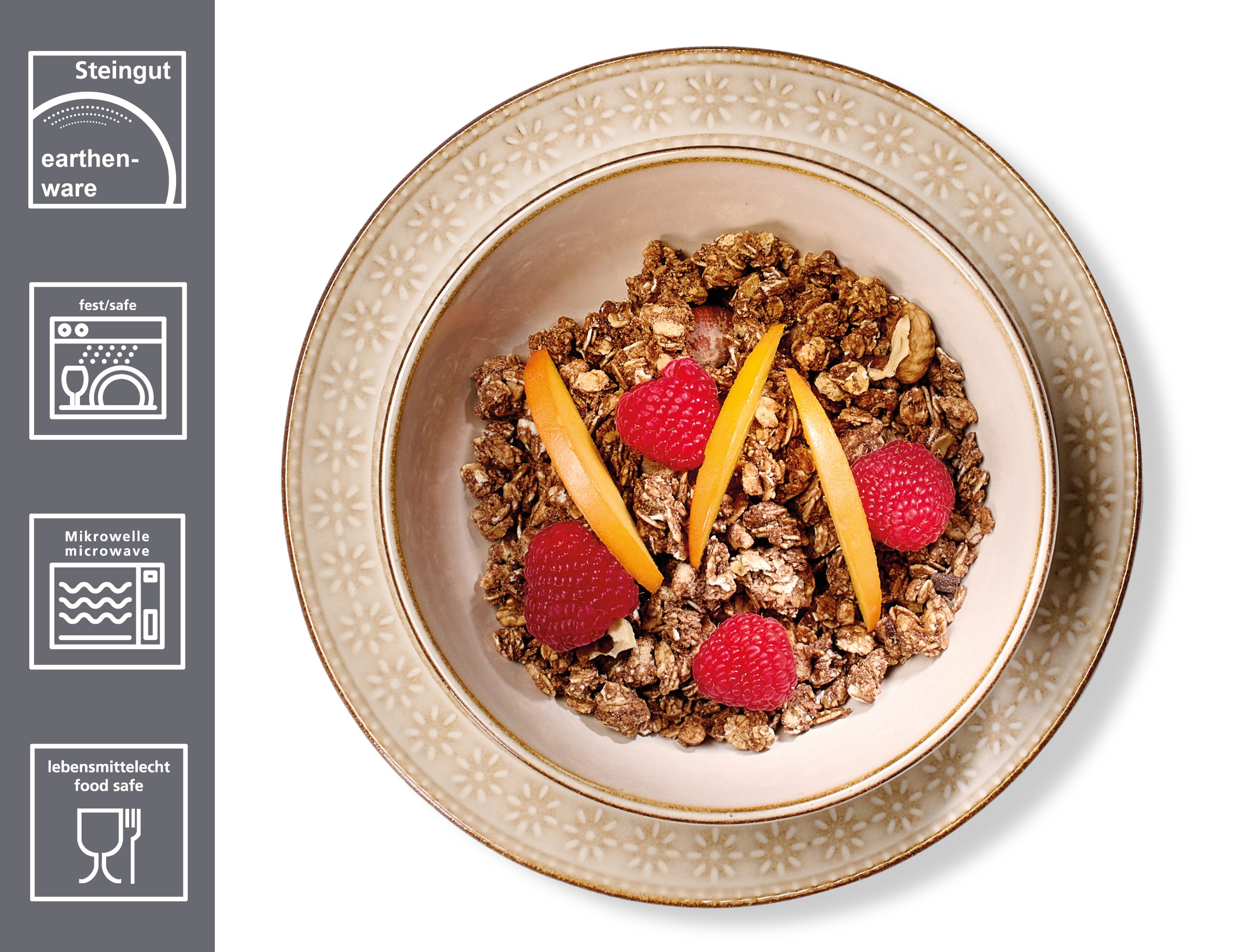 Ritzenhoff & Breker Frühstücks-Geschirrset Omara (12-tlg), 4 Personen, Steingut, Reaktivglasur, jedes Stück ein Unikat