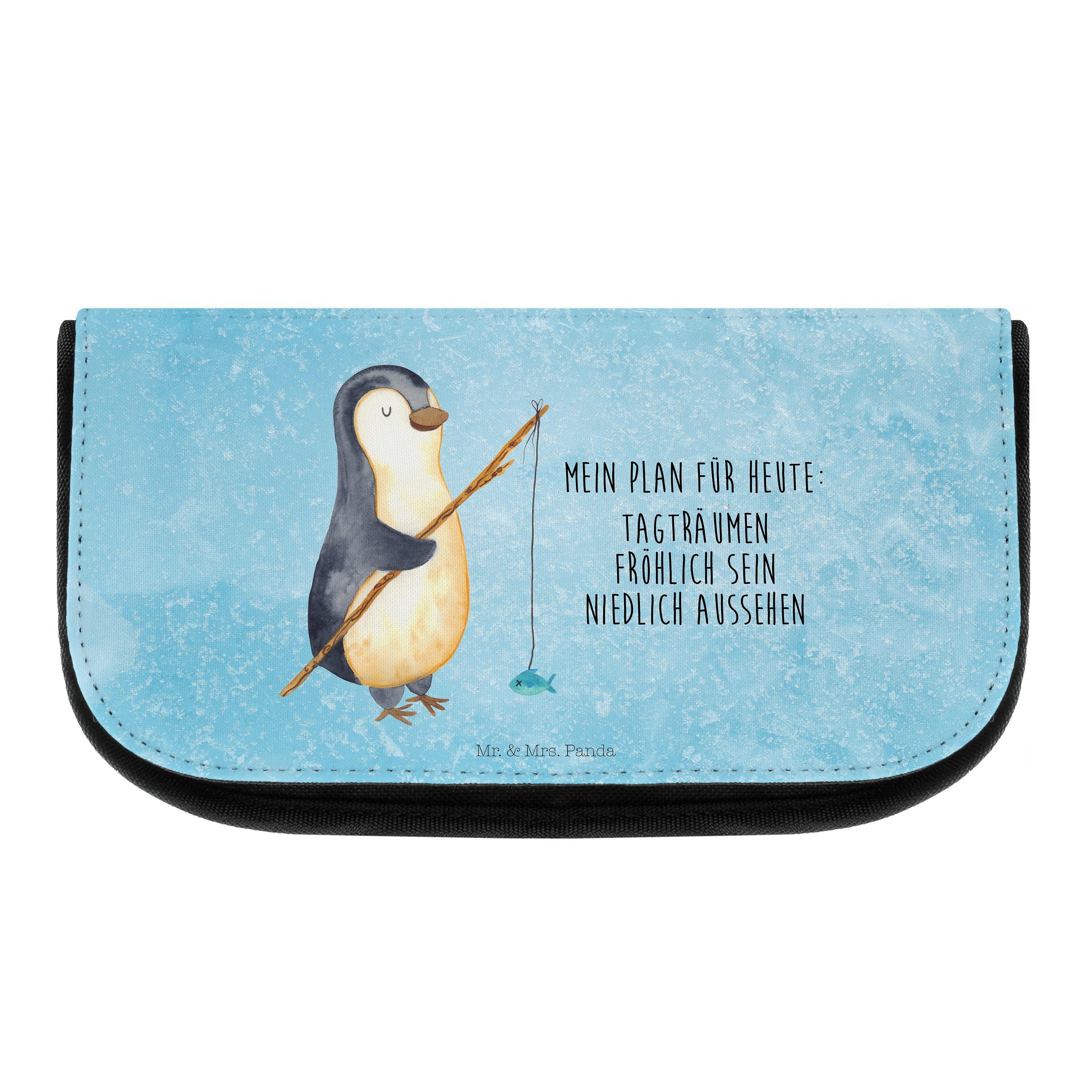 Mr. & Mrs. Panda Kosmetiktasche Pinguin Angler - Eisblau - Geschenk, Geschenkidee, Kosmetikbeutel, ve (1-tlg)