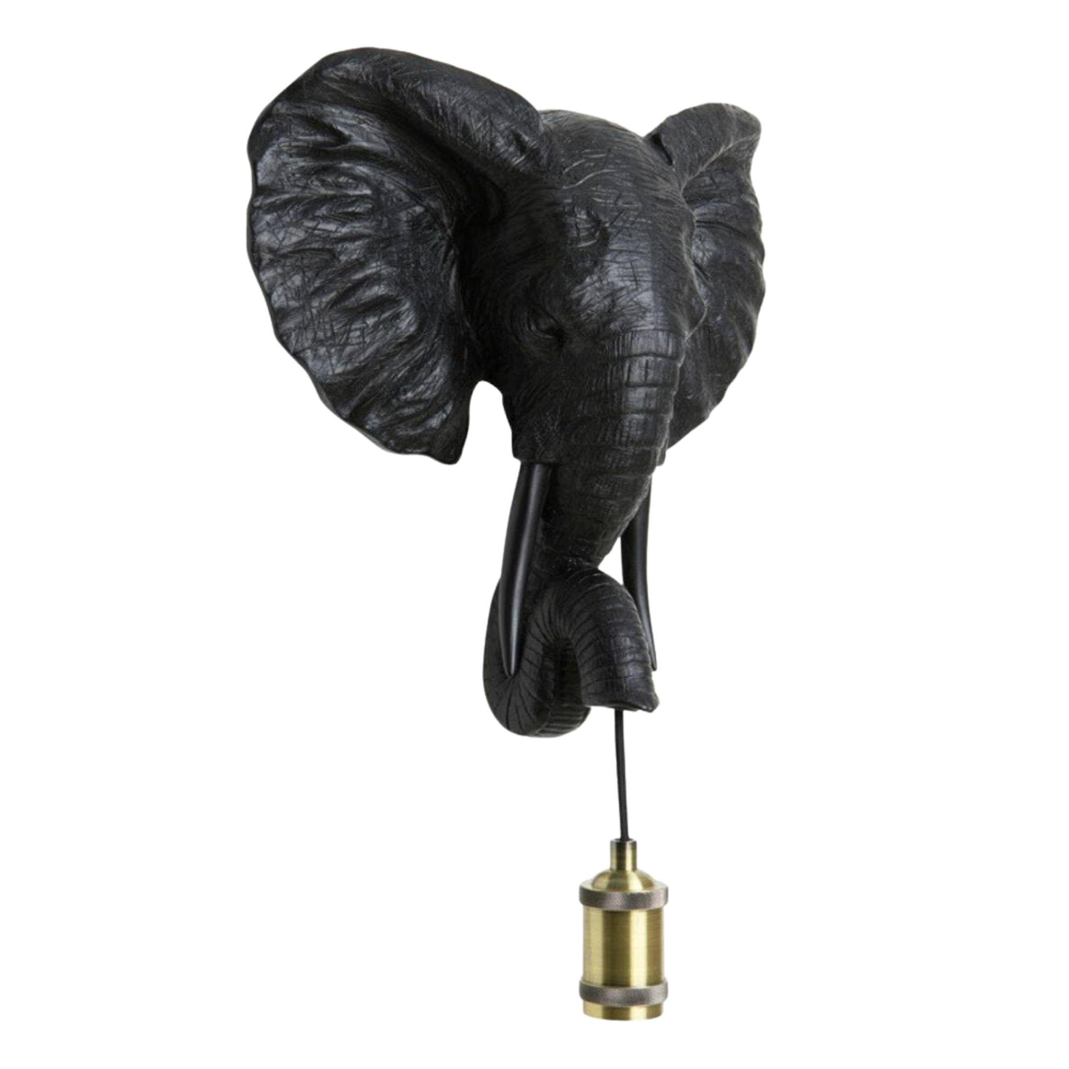 Elefant Lampe ca. schwarz cm, höhenverstellbar Wandleuchte Leuchtmittel, Tier Living Hochwertige Light Wandleuchte 36 ohne gearbeitet, & Detalliert