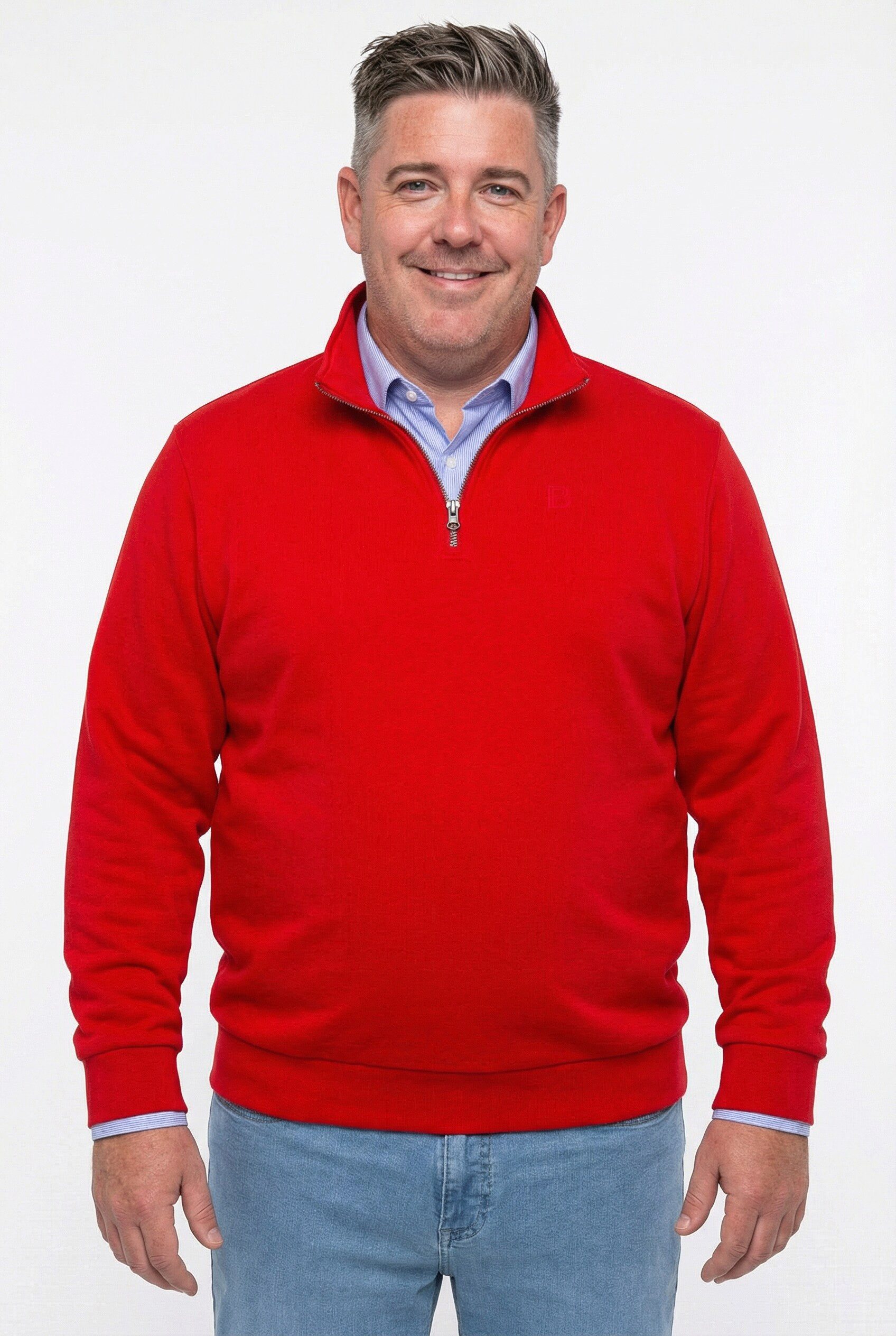 Sweatshirt Troyer Sweat Stehkragen mit Zipper