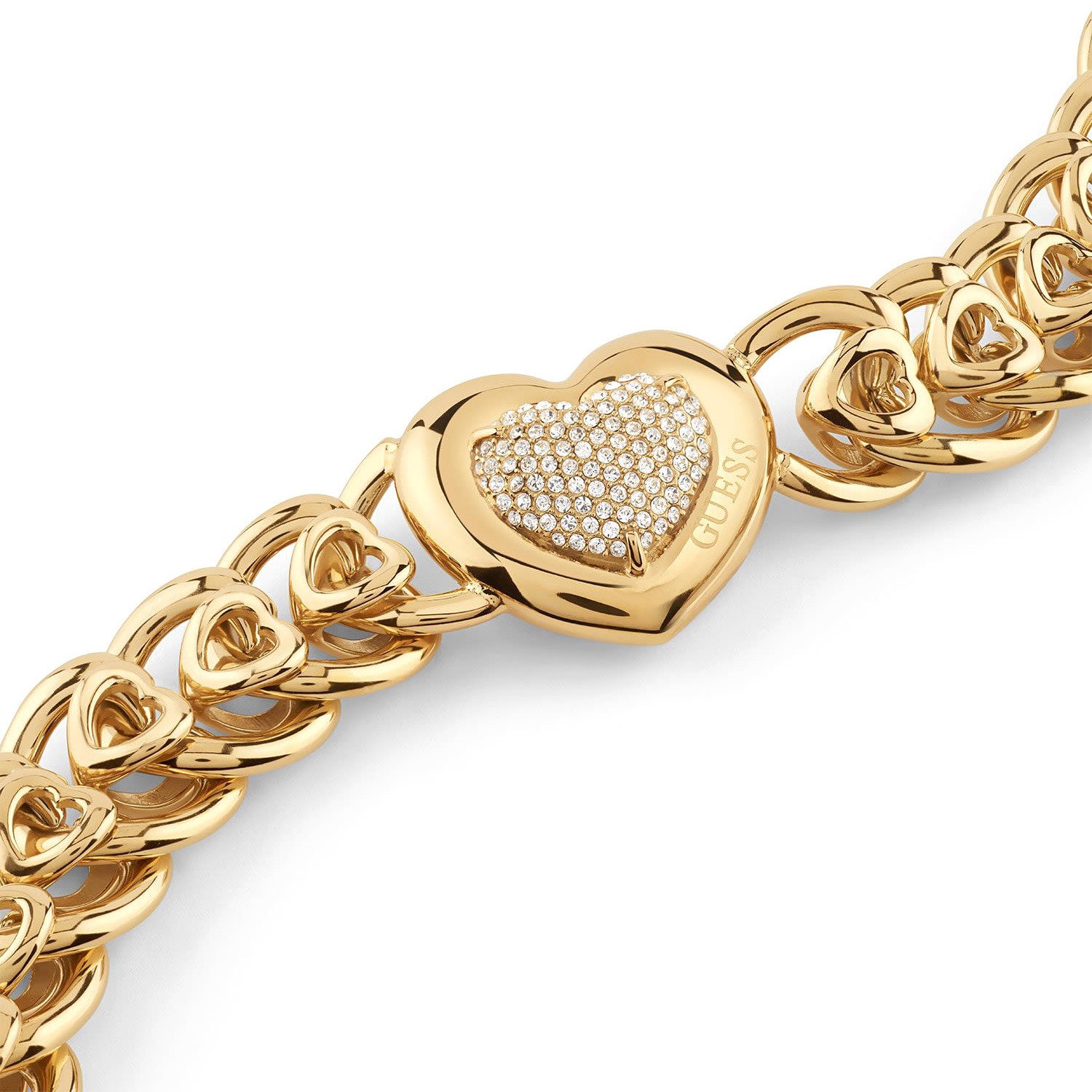 Guess Herzkette JUBN05453JWYGT/U, für Damen-Kette Multi Heart Goldfarben