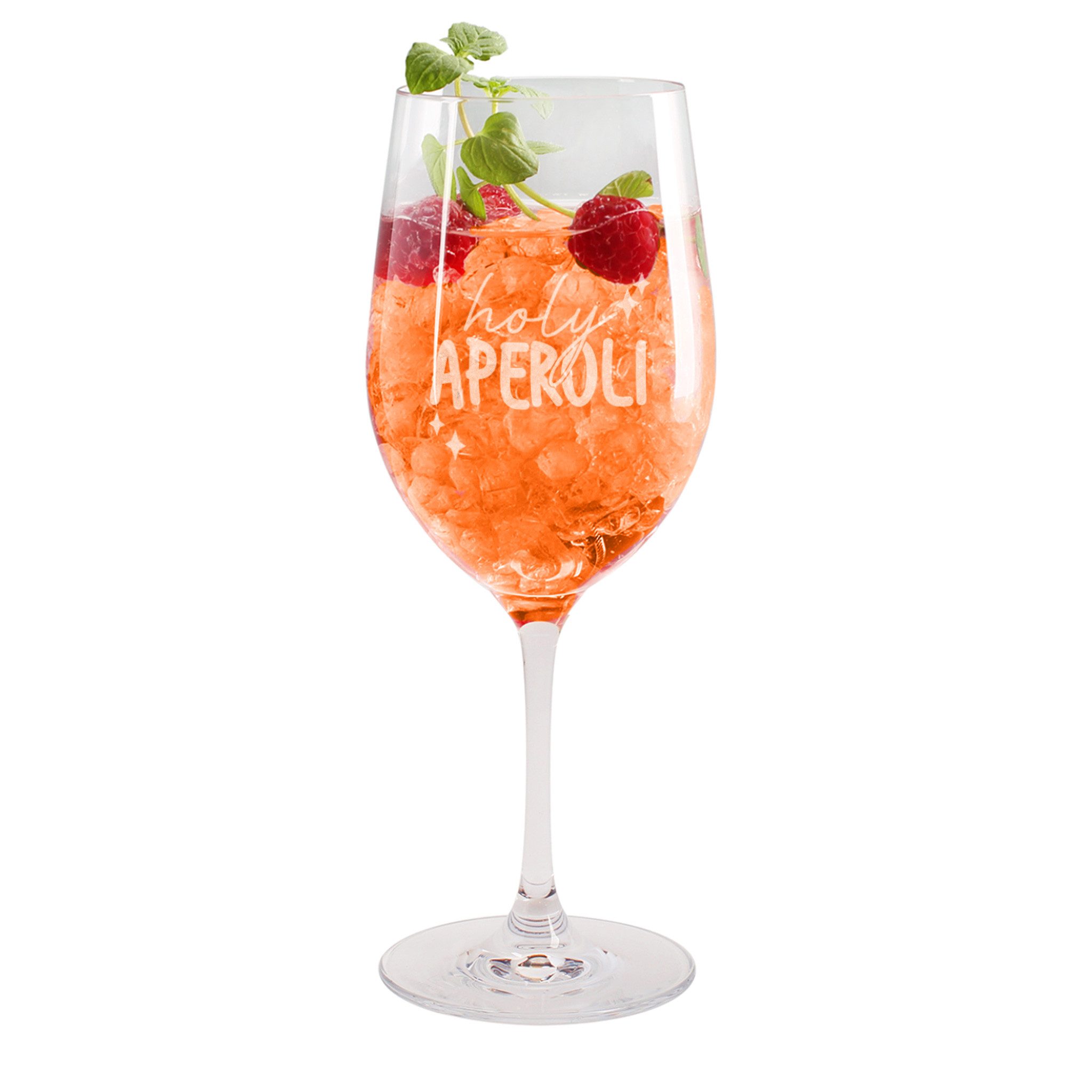 Herz & Heim Weinglas für Aperol Spritz mit Gravur, Teqton Glas, 430 ml, spülmaschinengeeignet, verschiedene Motive