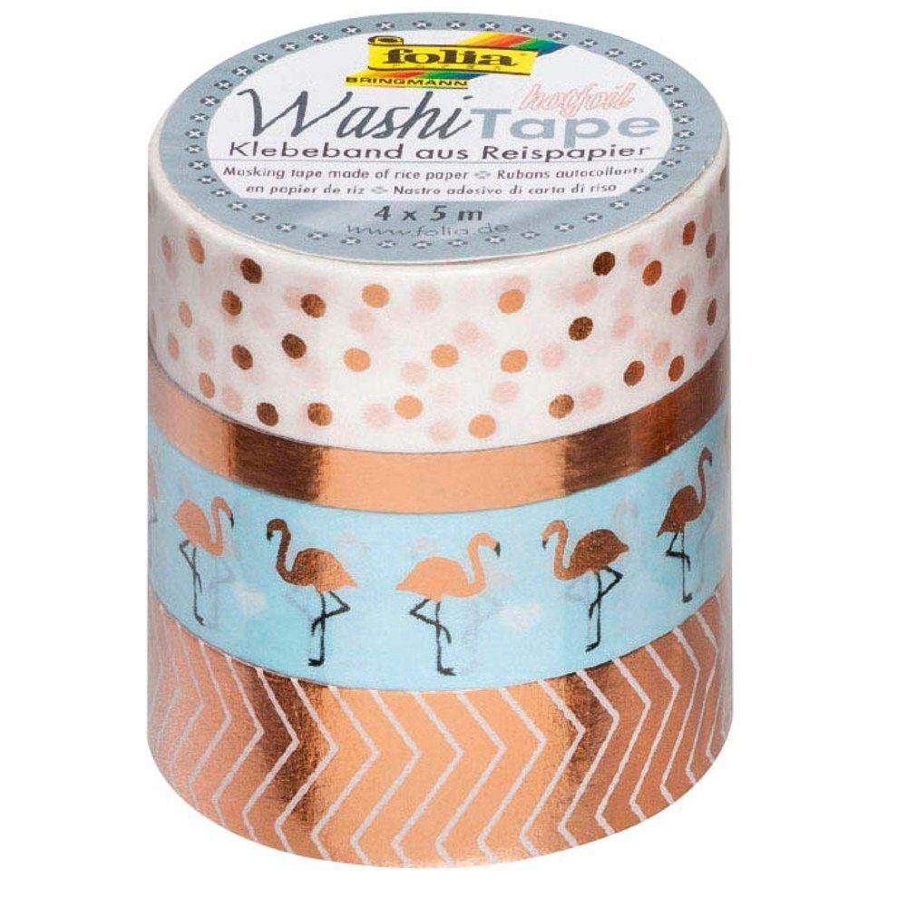 Folia Klebeband folia Deko-Klebeband Washi-Tape HOTFOIL ROSEGOLD, 4er Set