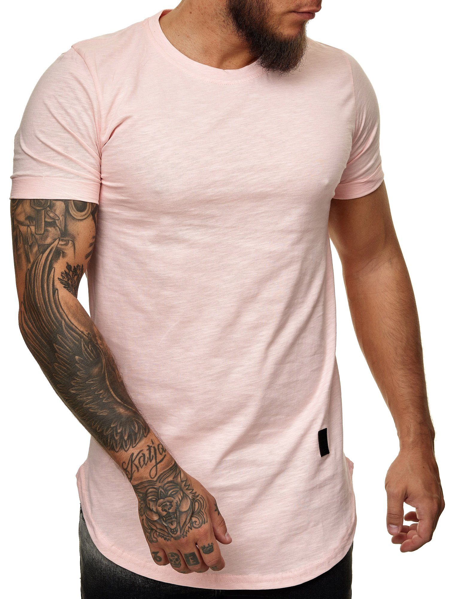 OneRedox T-Shirt TS-3659 (Shirt Polo Kurzarmshirt Tee, 1-tlg) Fitness Freizeit Casual Rosa