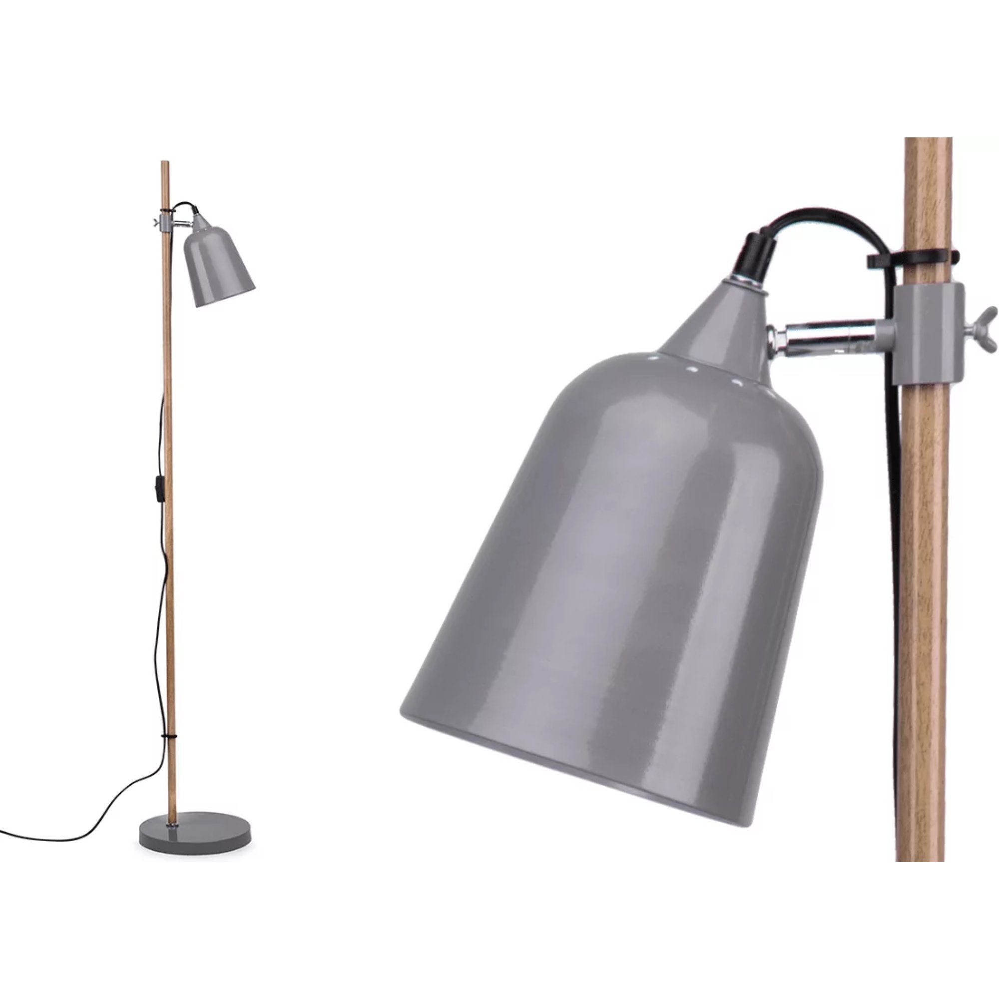 PLISO 150cm, Skandinavischer Leuchtmittel, Stehlampe 3,6m, Konsimo E14 ohne grau Stil Stehleuchte