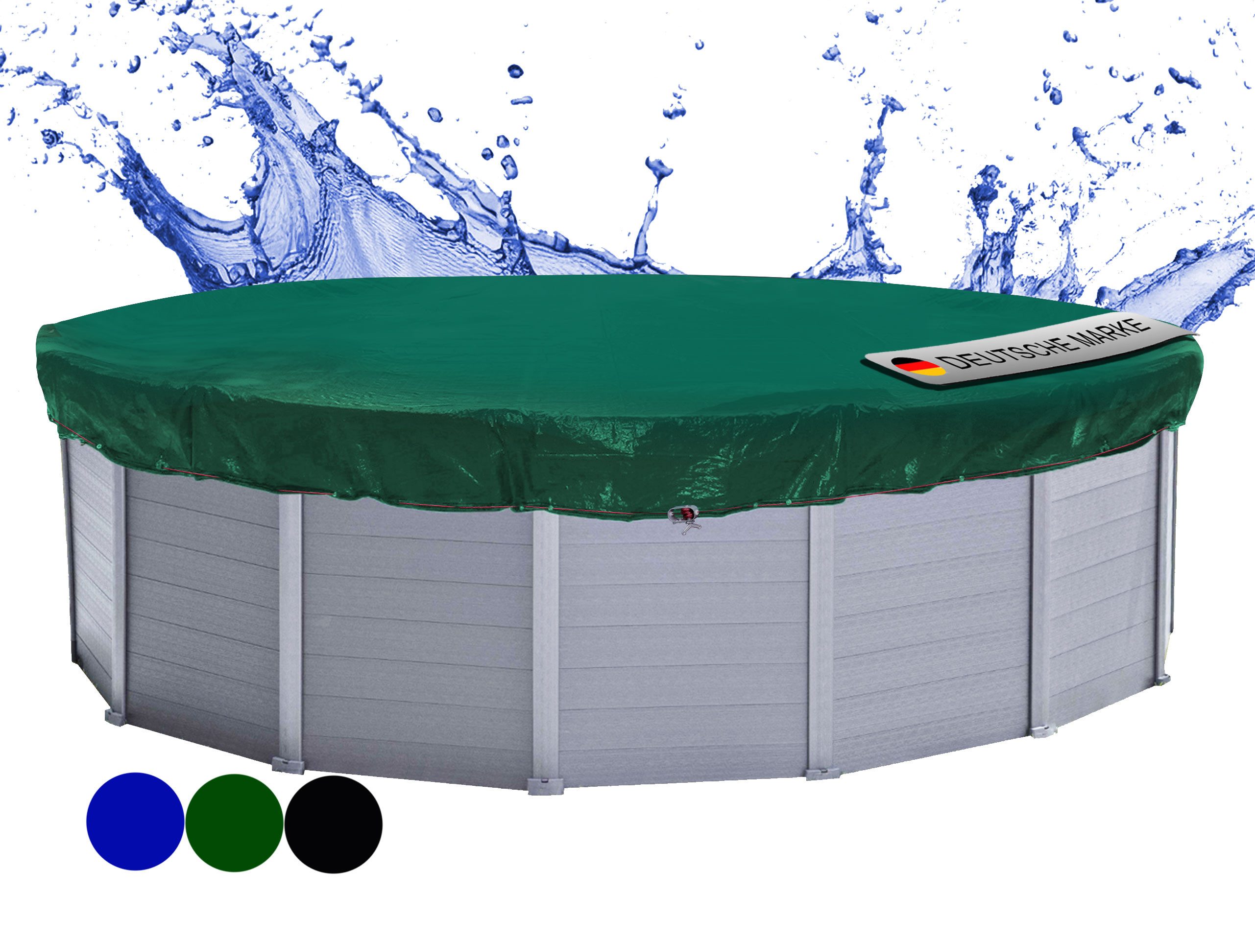 Quick Star Pool-Abdeckplane Rund 200g/m², Sommer & Winter Poolabdeckung, UV-Resistent