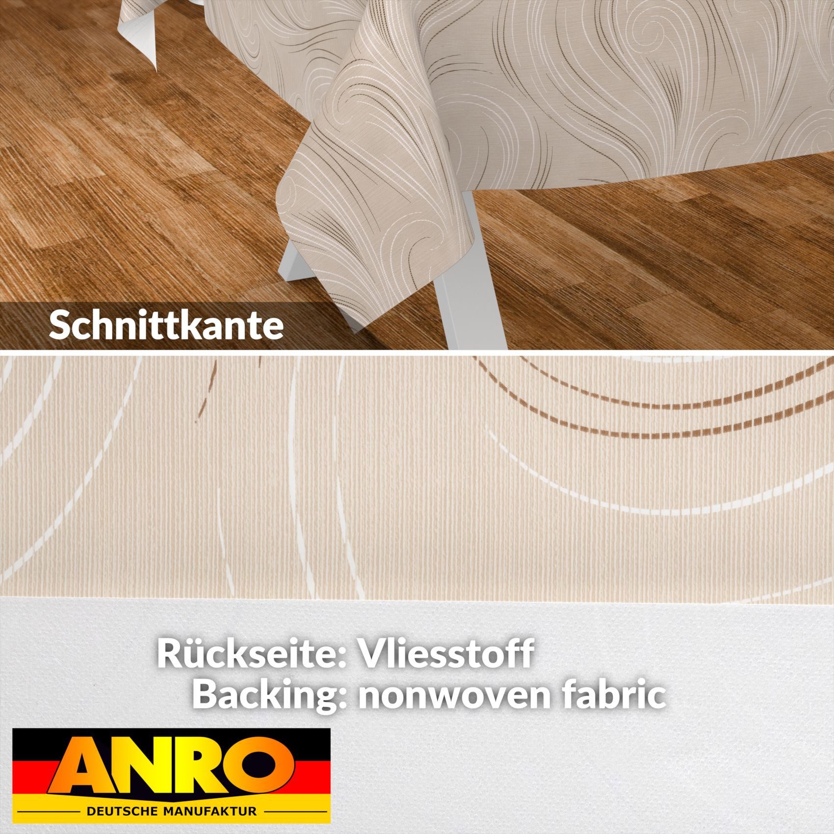 ANRO Tischdecke Wachstuch abwaschbar Abstrakt Tischwäsche (Einzelstück 1-tlg), wasserabweisend pflegeleicht Organisch Beige 100x140cm – Bild 3 von 5