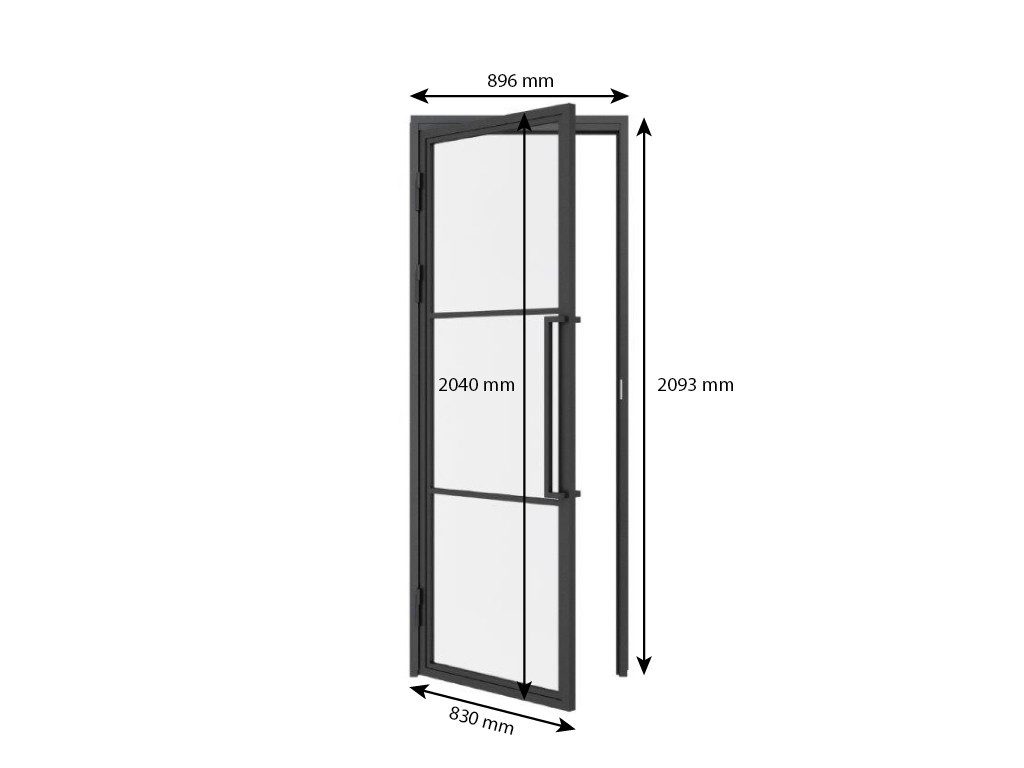 inova wohnen Zimmertür Klarglas mit schwarzem Stahlrahmen (Komplett Set), i günstig online kaufen