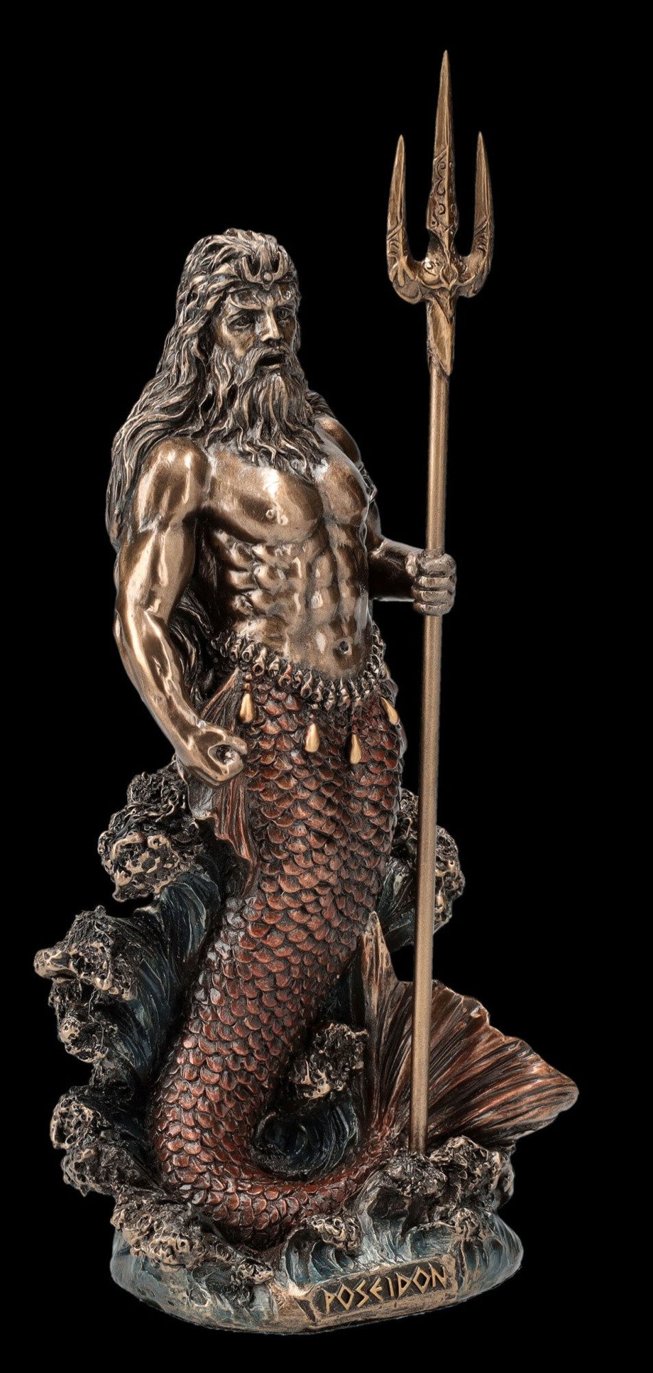 Figuren Shop GmbH Dekofigur Poseidon Skulptur – Mythologie Figur mit Dreizack 18.5 cm Dekofigur