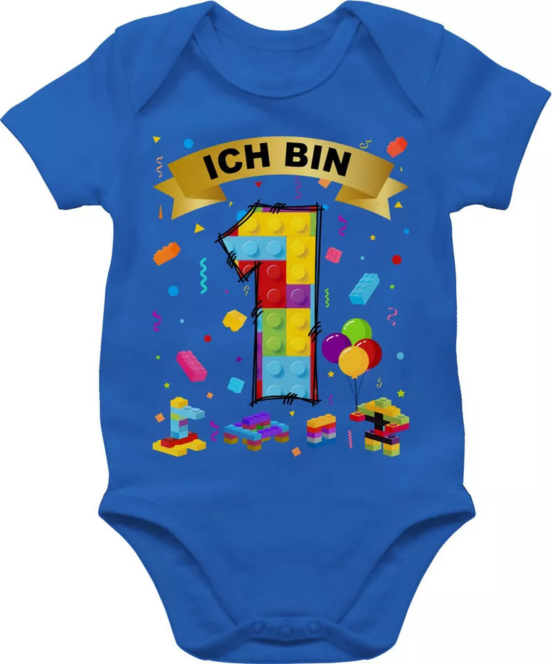 Shirtracer Shirtbody Ich bin 1 Bausteine 1. Geburtstag