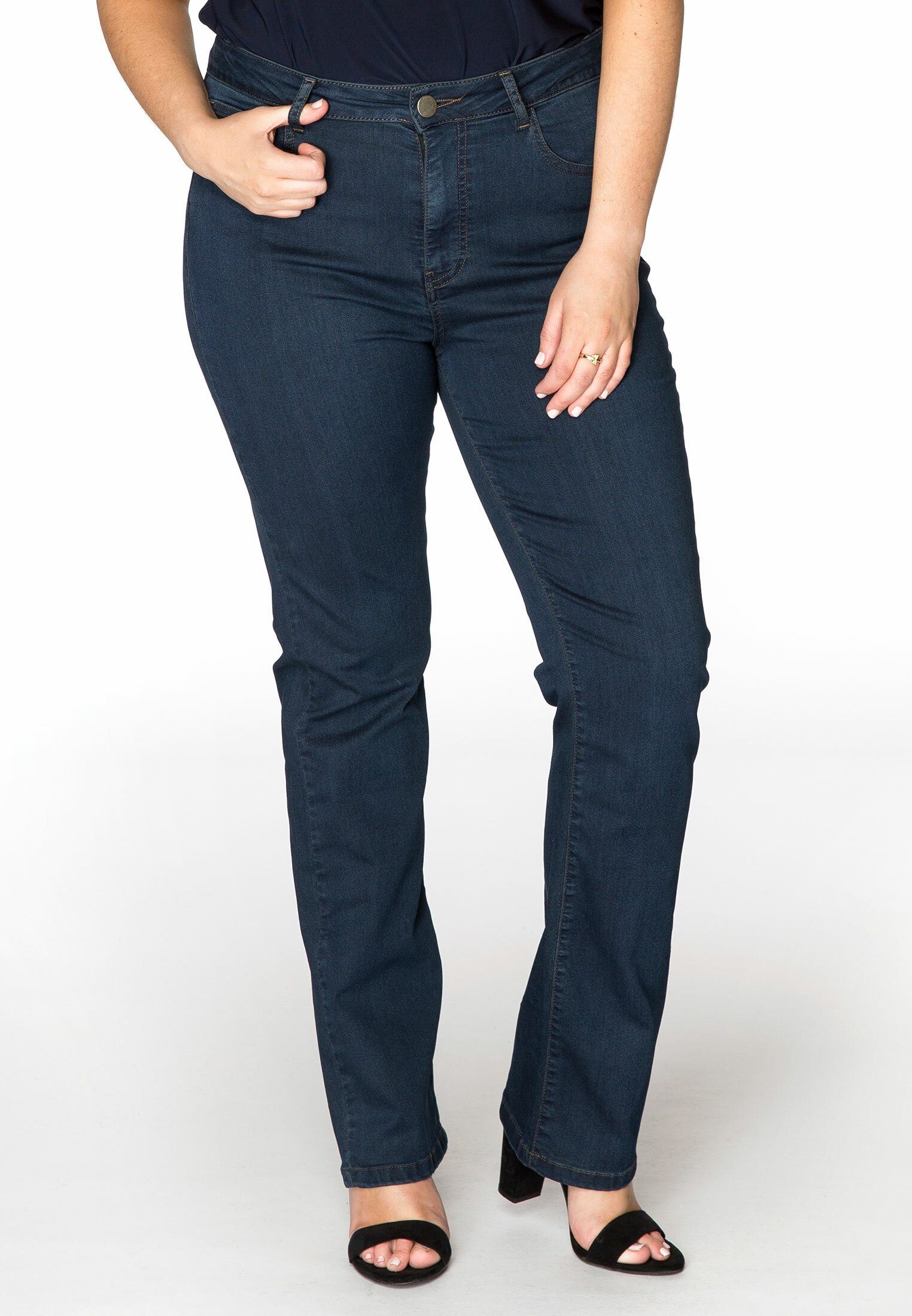Größen High-waist-Jeans Große indigo Yoek dark