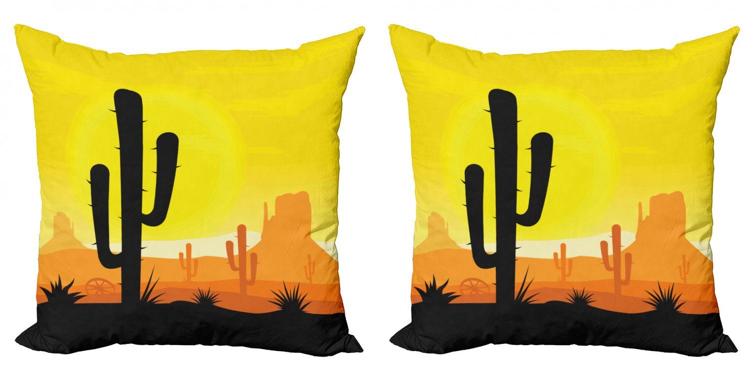Kissenbezüge Modern Accent Doppelseitiger Digitaldruck, Abakuhaus (2 Stück), Saguaro Pflanzen in West-Wüste