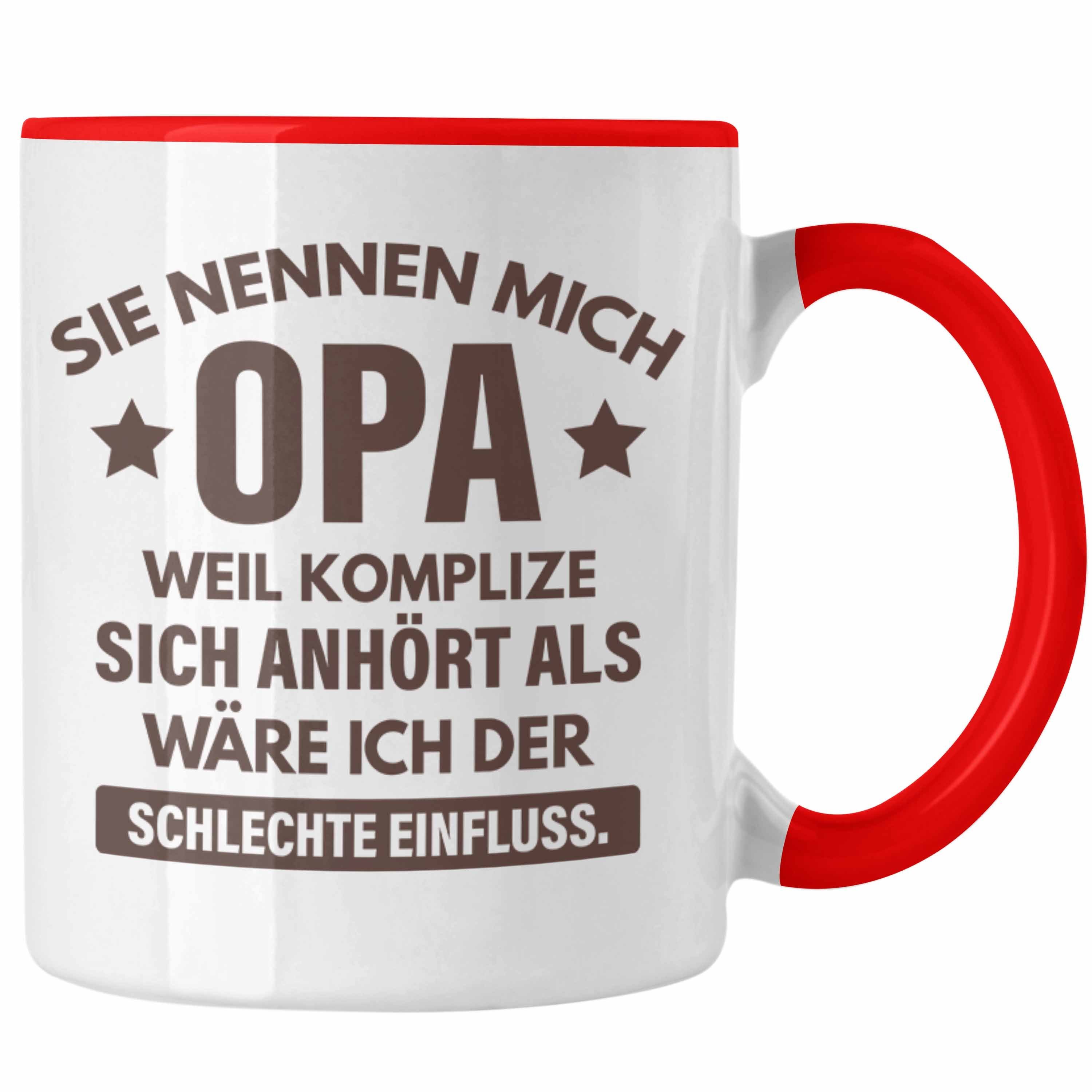 Trendation Tasse Trendation - Lustige Tasse Opa Geschenke Großvater Vatertag Geburtstag Kaffeetasse mit Spruch für Opa Rot