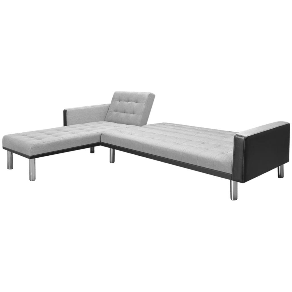 Sofa und Grau Stoff vidaXL Schwarz cm Eck-Sofabett 218x155x69