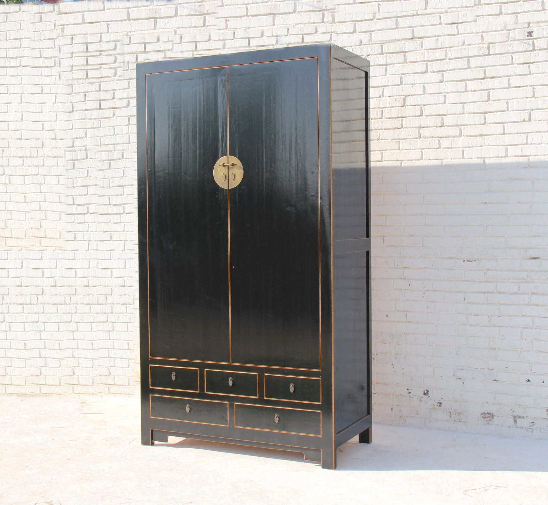 Luxury-Park-Direct Kommode Chinesischer Kleiderschrank aus stabilem Naturholz handgefertigt