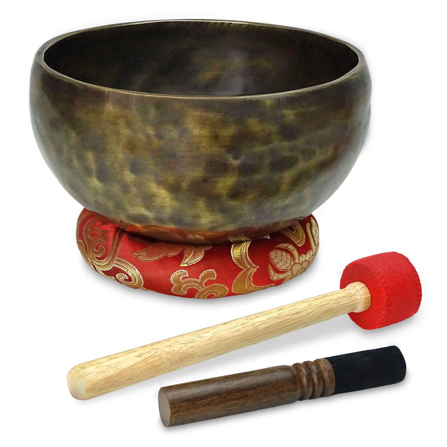 keepdrum Klangschalen keepdrum Tibetische Bronze-Klangschale 16 cm,Bronze-Klangschale, Bronze-Klangschale mit Reiber und Kissen