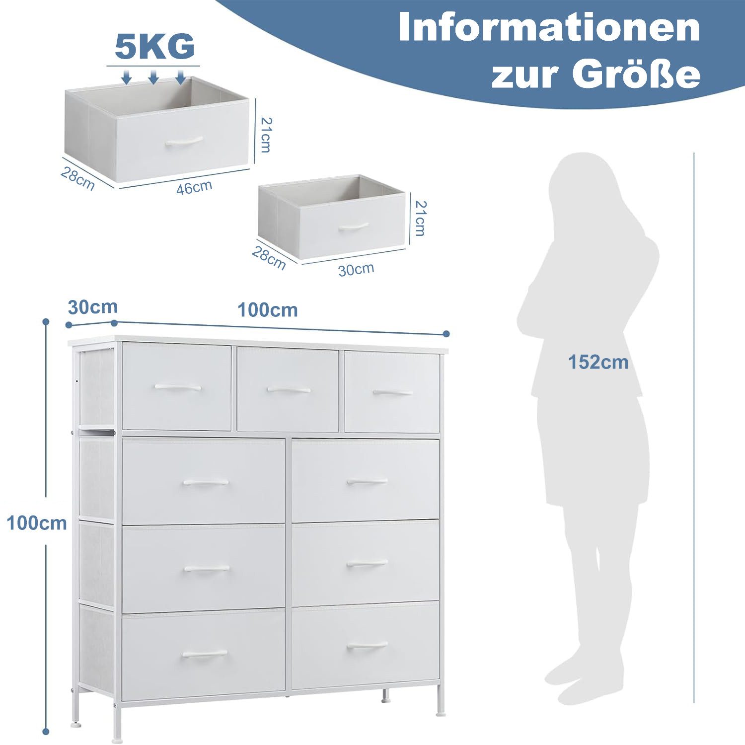 DUMOS Stauraumschrank Kommode mit Stoffschubladen, Stoffkommode für Schlafz günstig online kaufen