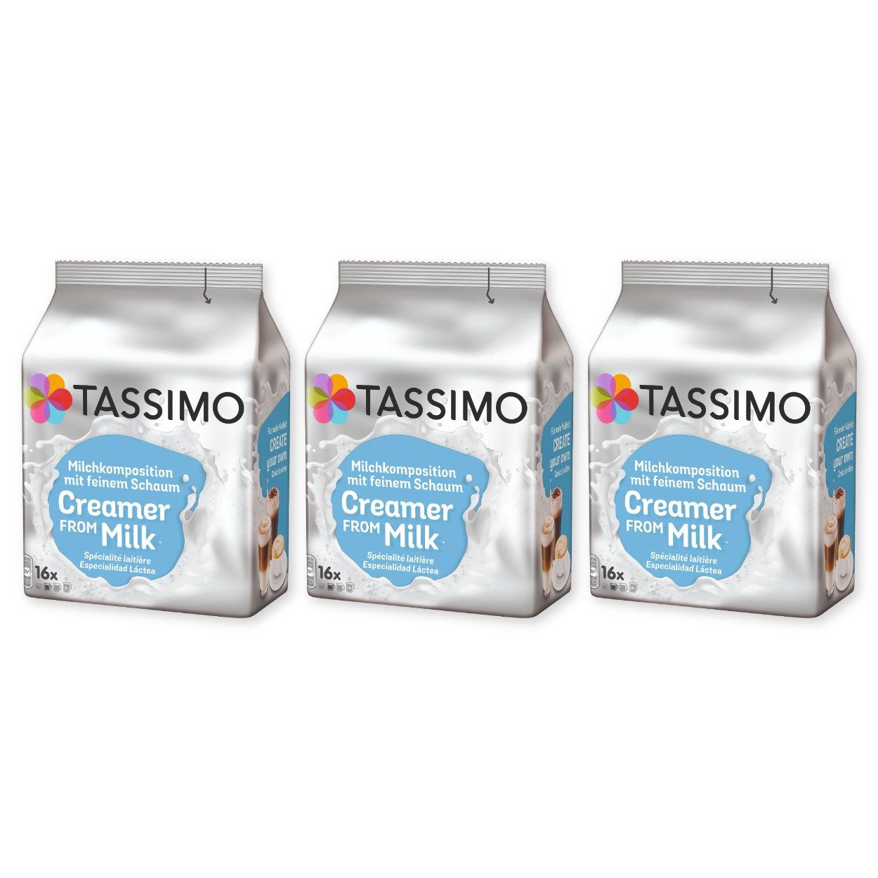 TASSIMO Kaffee Kapseln Milchkomposition T Discs 3 x 16 Milchkapseln Milchschaum, (Packung, 3er Pack)