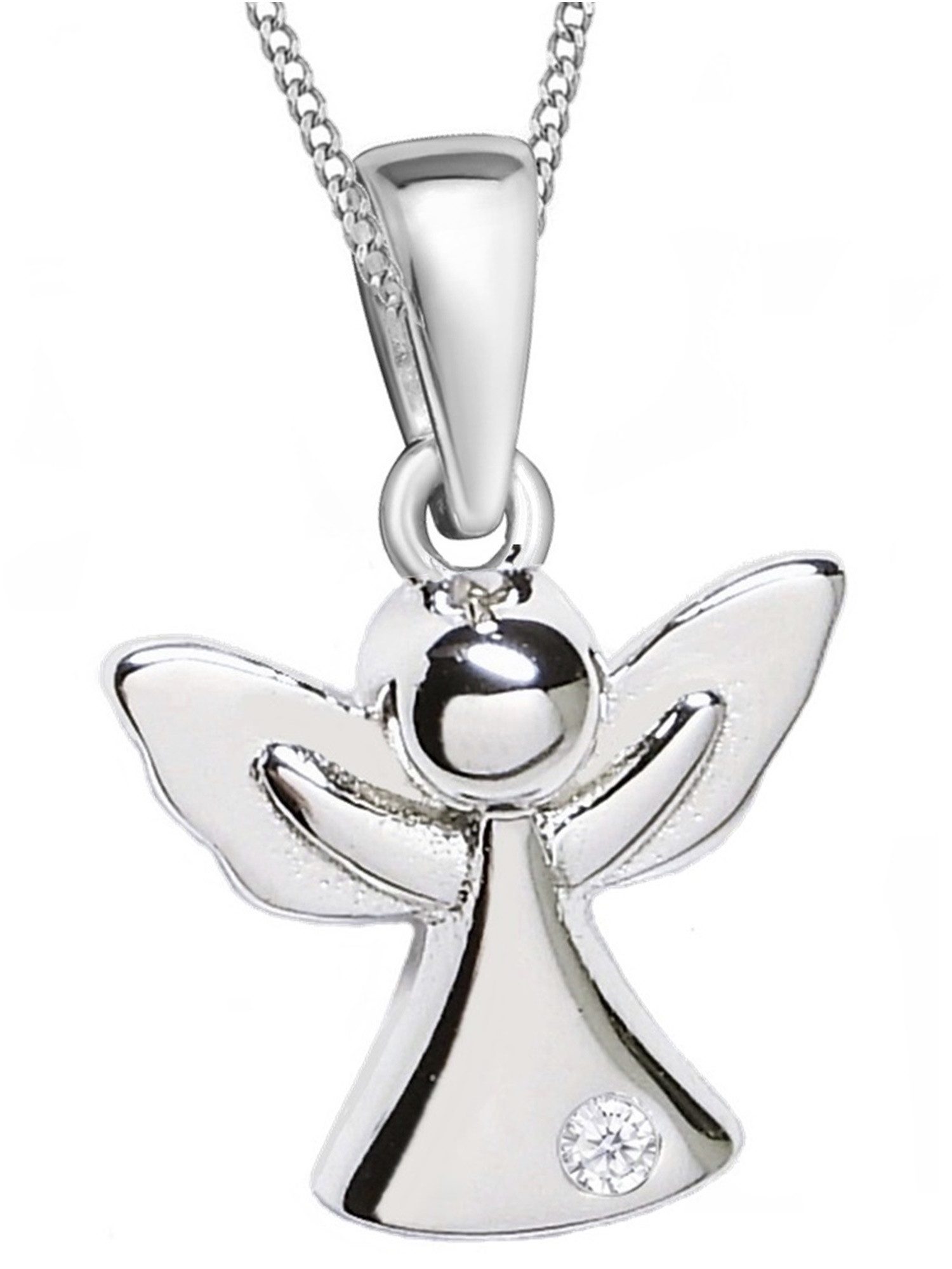 Goldene Hufeisen Kette mit Anhänger Glücksbringer Damen Schutzengel Engelanhänger mit Kette 925 Silber (2-tlg, inkl. Etui), Schmuck Geschenk, mit Zirkonia Stein