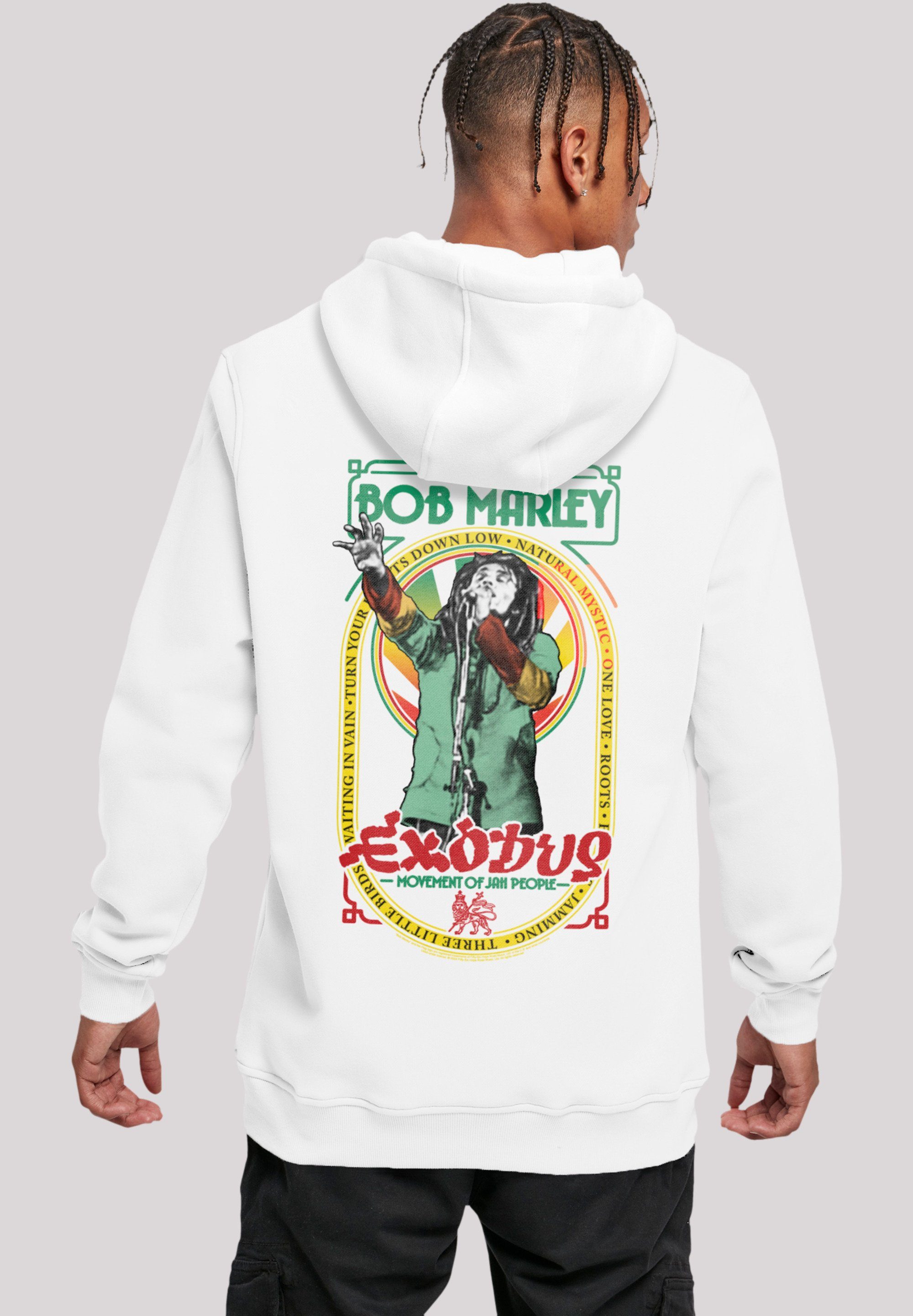 Bob Hoodie Exodus Reggae Band, Marley Premium Singing Music Qualität, F4NT4STIC weiß Logo
