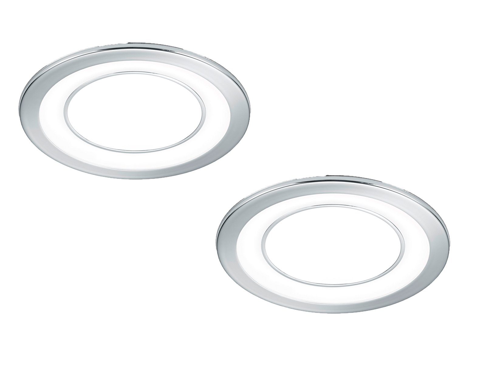 TRIO Leuchten LED Einbaustrahler, LED fest integriert, Warmweiß, 2er Set Deckeneinbauleuchten, Einbau Decken-spot Silber Chrom, Ø14,8cm