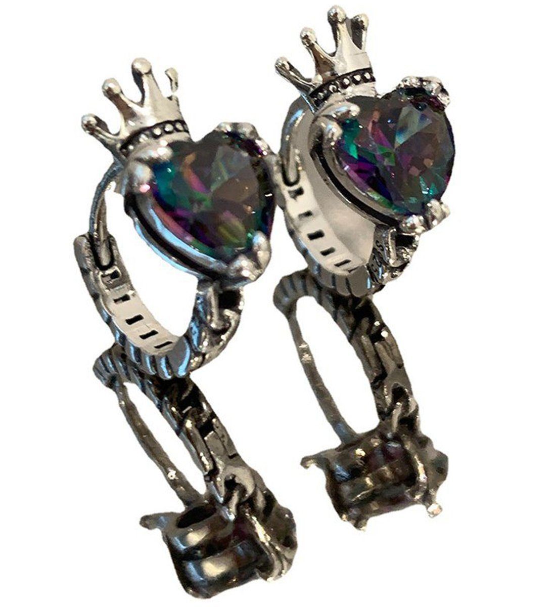 Haiaveng Paar Ohrhänger Vintage Krone Zirkonia Ohrringe, Ohrringe für Damen