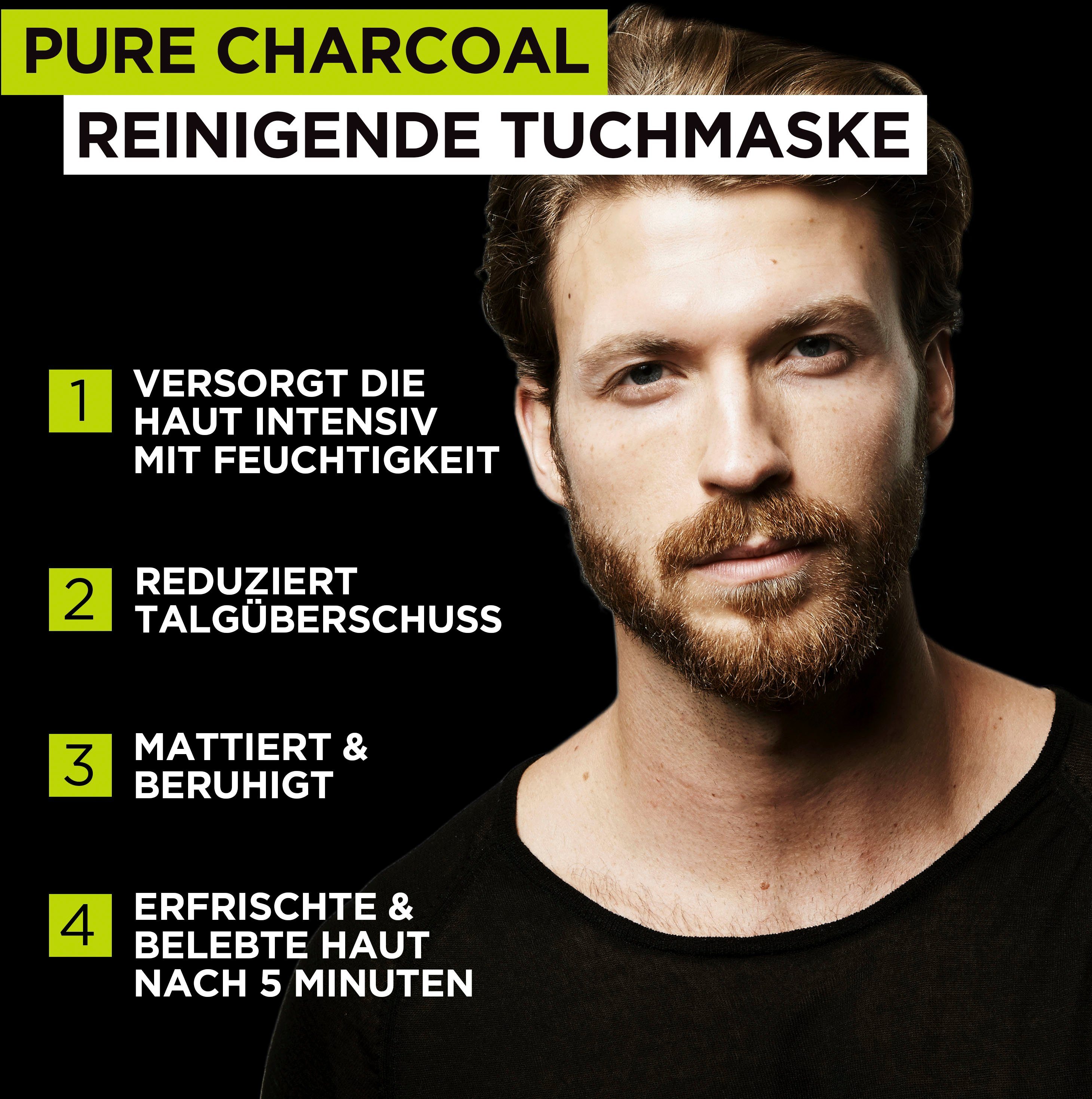 EXPERT Set, Gesichtsmasken-Set Charcoal MEN Hydra 4-tlg. PARIS und Energy Pure L'ORÉAL