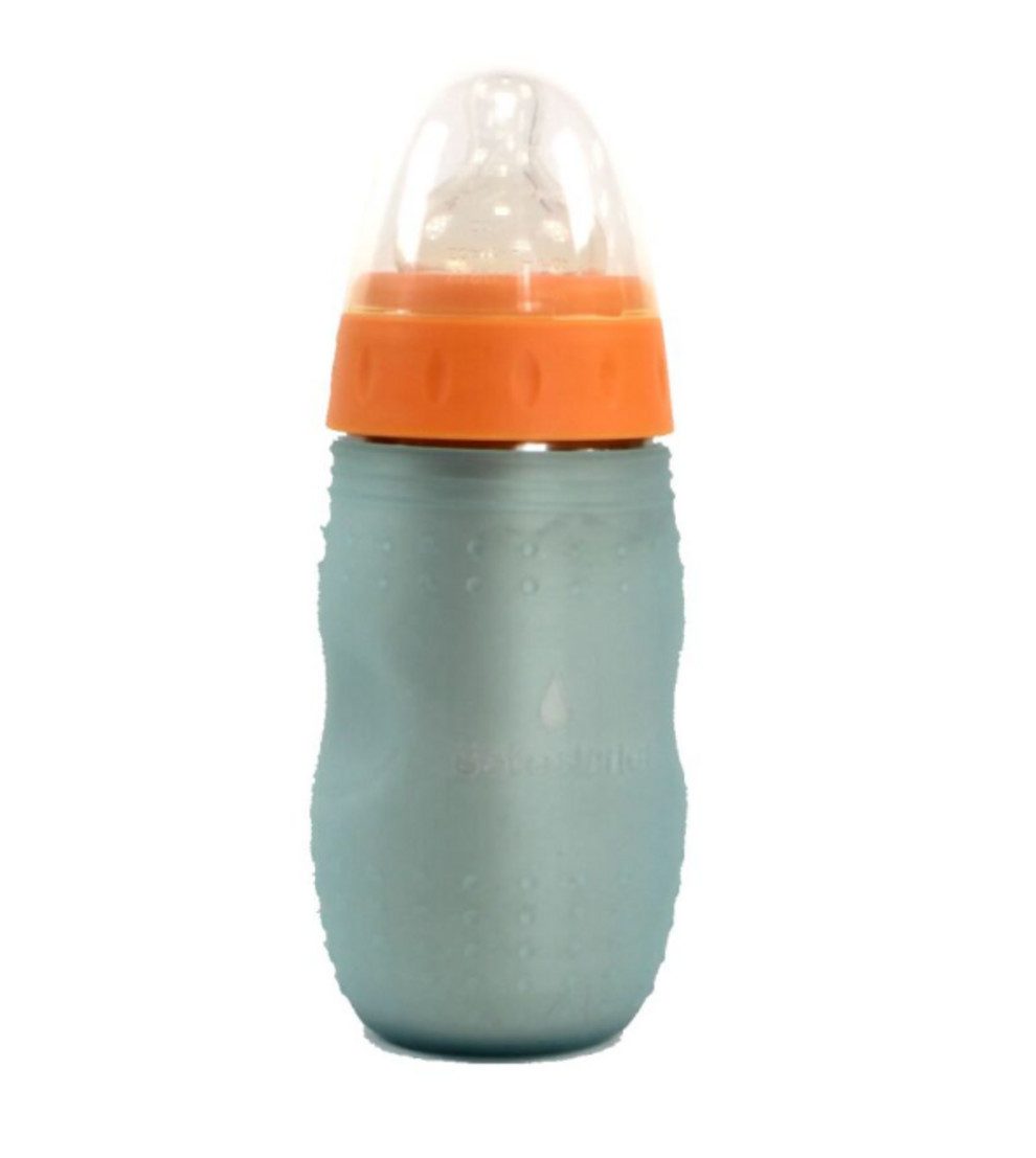 Trinkflasche Baby Trinkflasche SafeStarter mit Sauger Edelstahl Deckel 265ml-Blau