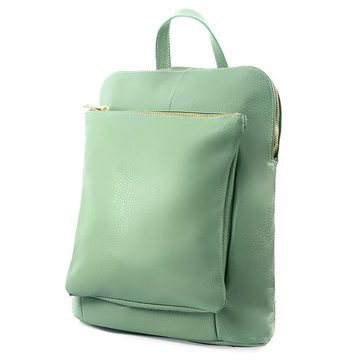 FLORENCE Cityrucksack Florence Rucksack Damen Echtleder (Cityrucksack), Damen Leder Cityrucksack, hellgrün ca. 30cm