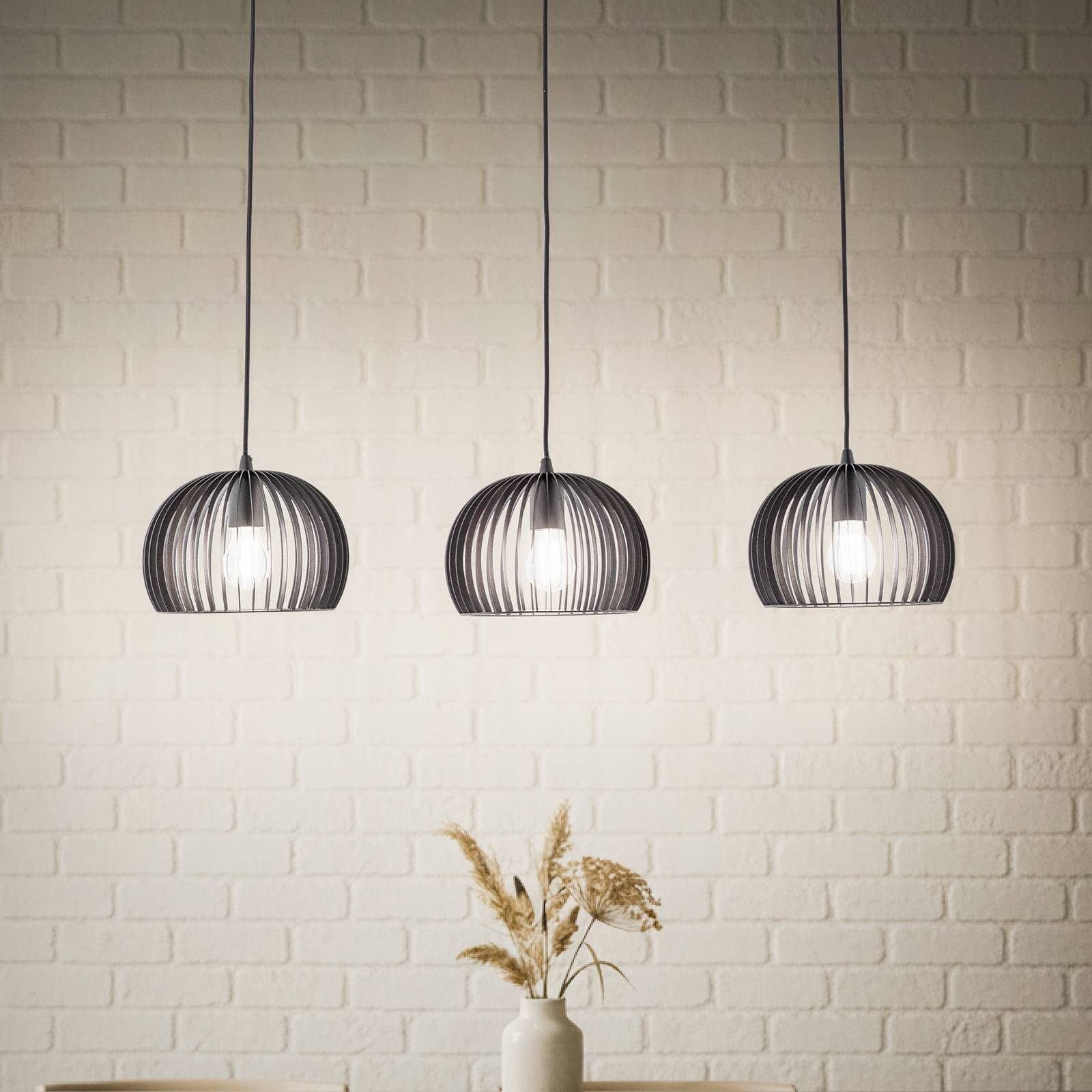 Lindby Hängeleuchte Jusra, Metall, Schwarz IP20, 3 x 15 W LED