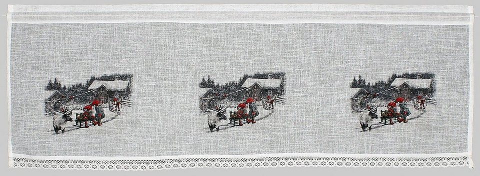 Querbehang Wintermärchen, HOSSNER - ART OF HOME DECO, Stangendurchzug (1 St),  halbtransparent, Organza, HxB: 40x120, Landhaus-Look