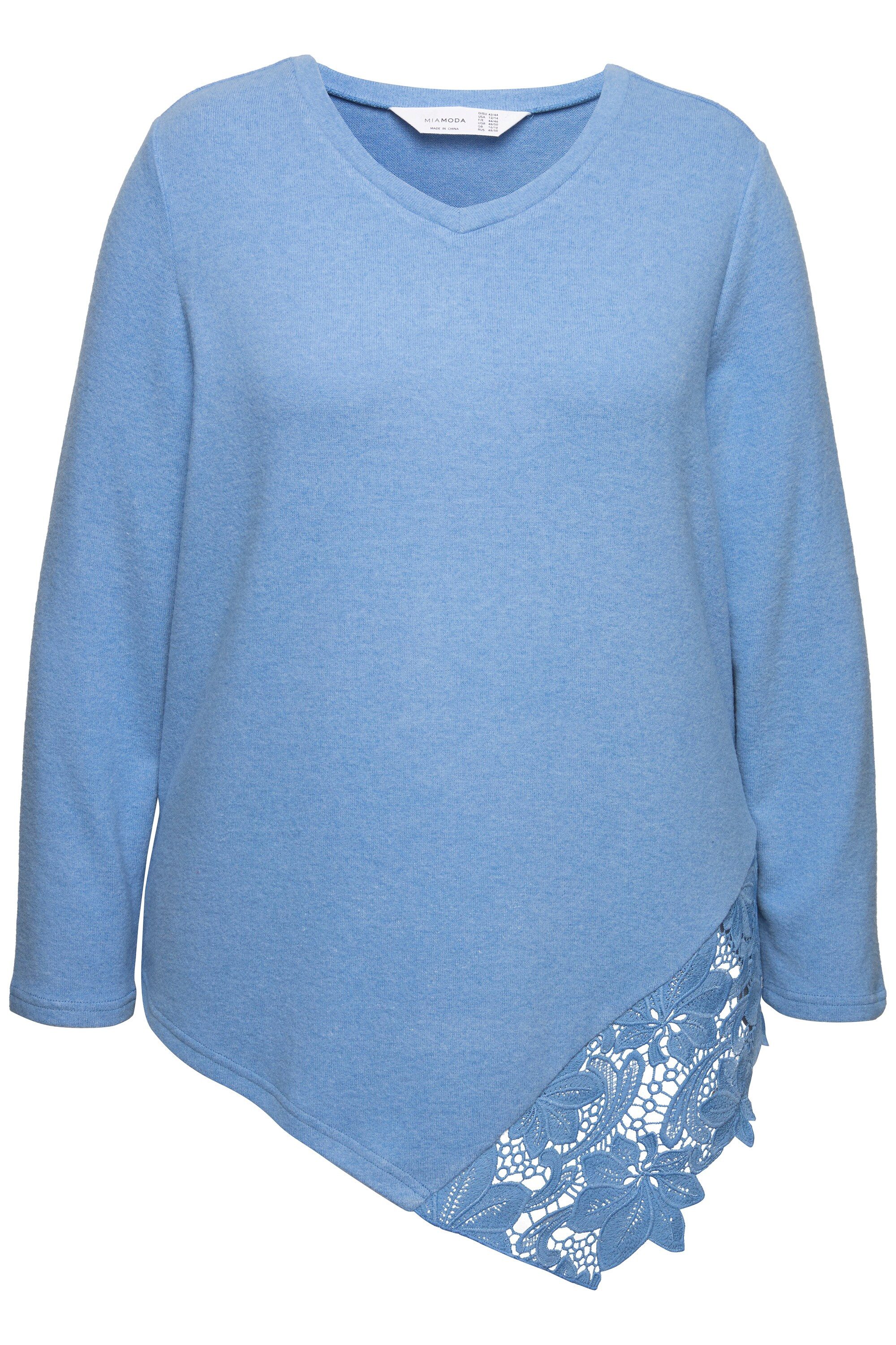 MIAMODA Strickpullover Pullover A-Linie Spitzeneinsatz Langarm günstig online kaufen