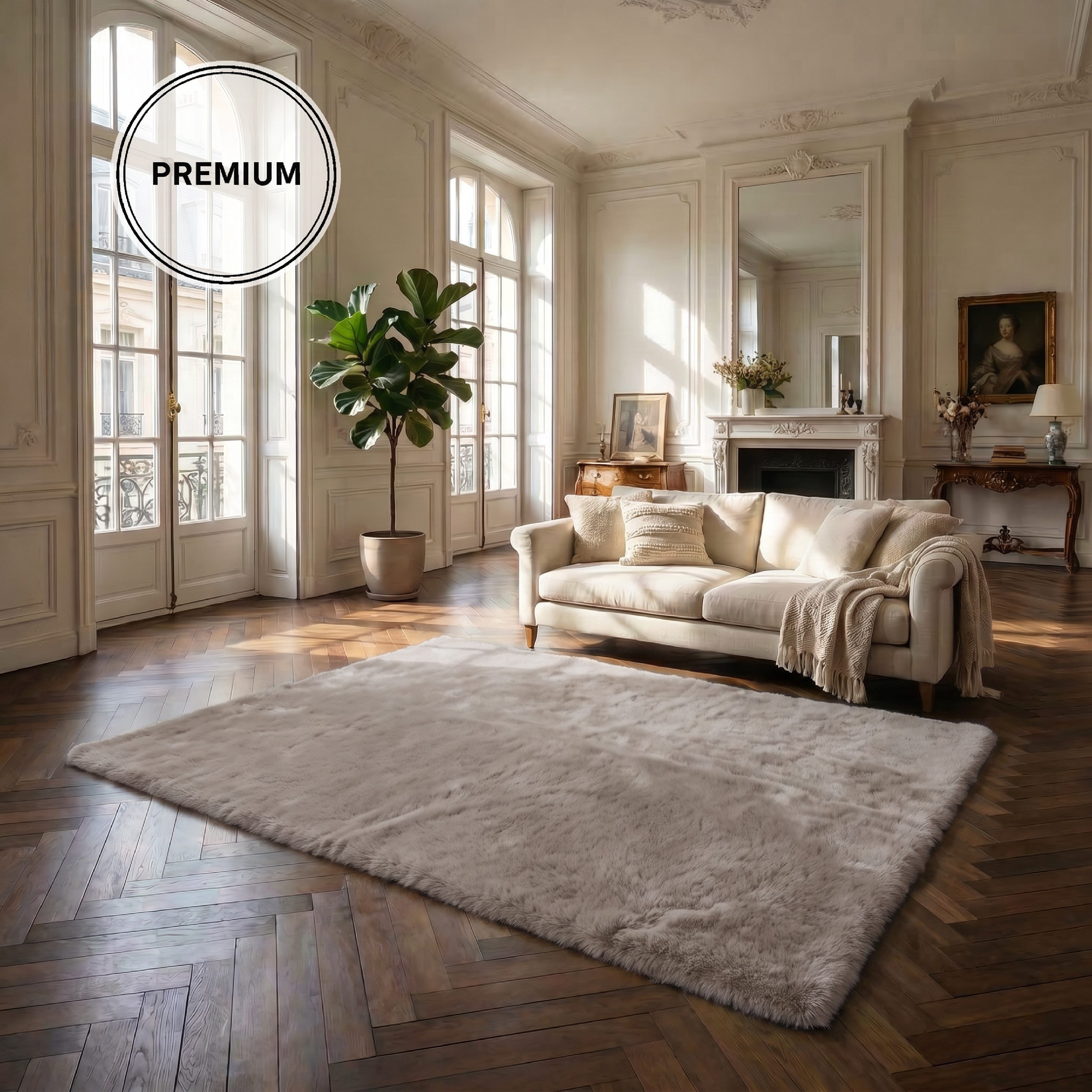 OTTO home Fellteppich Balu, in Standard- und Premium-Qualität, 20 mm oder 38 mm Höhe, rechteckig, Höhe: 20 mm, Kaninchenfell-Haptik, kuschelig, weich, Kunstfellteppich, Wohnzimmer