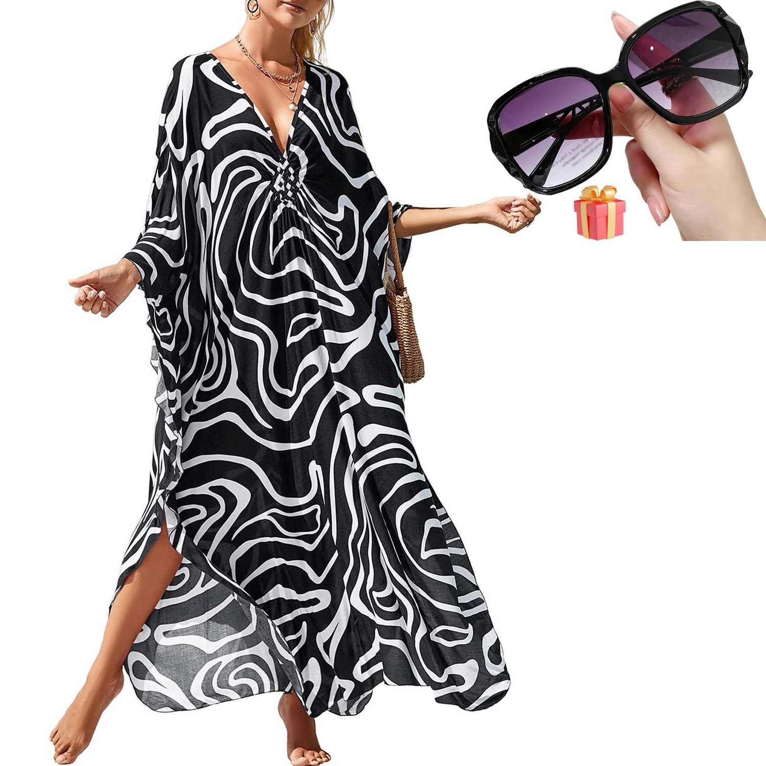 RWEUOQ Strandkleid Damen Strand Kaftan Sommer günstig online kaufen