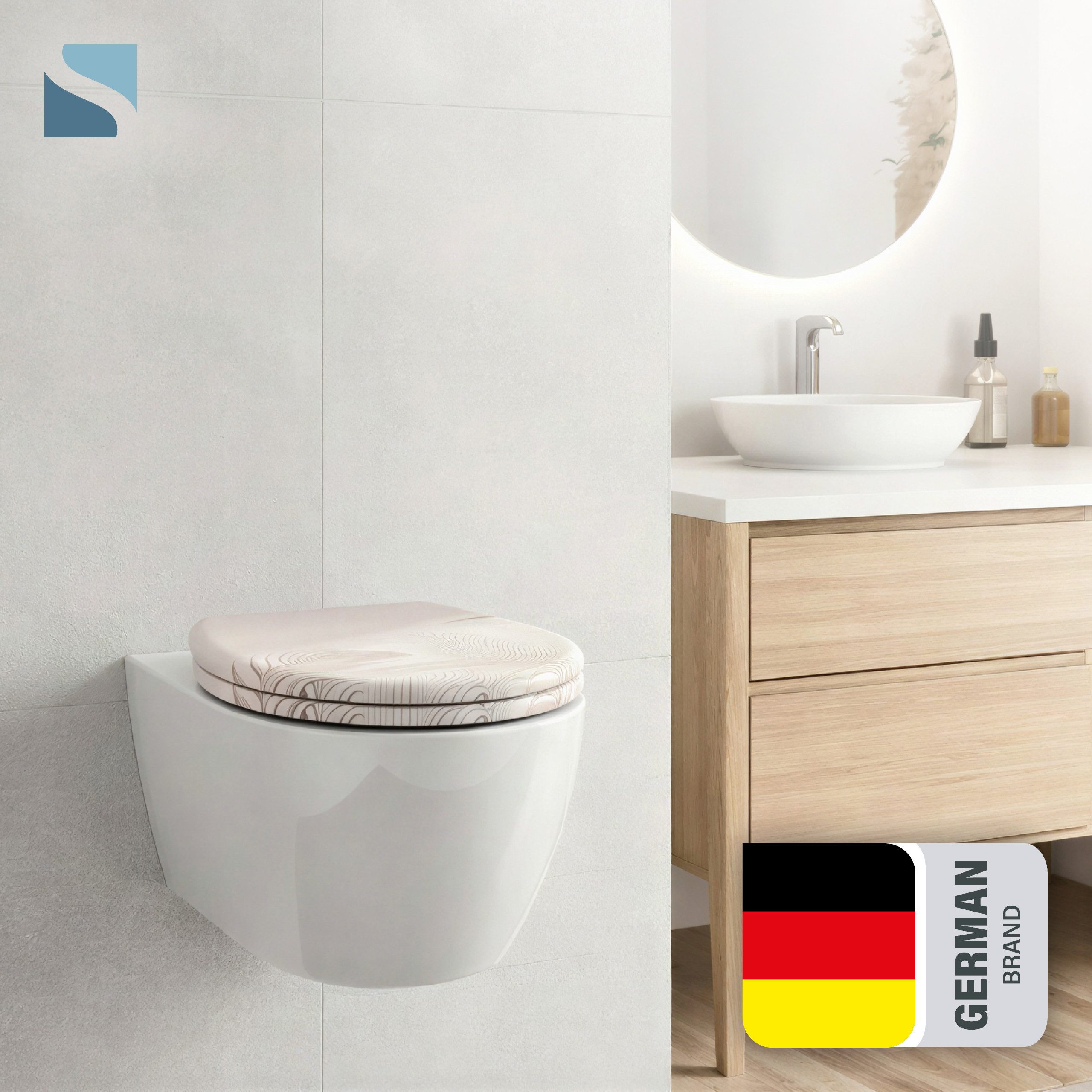 Schütte WC-Sitz PALM LEAVES, Toilettendeckel, Absenkautomatik, Schnellverschluss, O-Form, bis 175kg