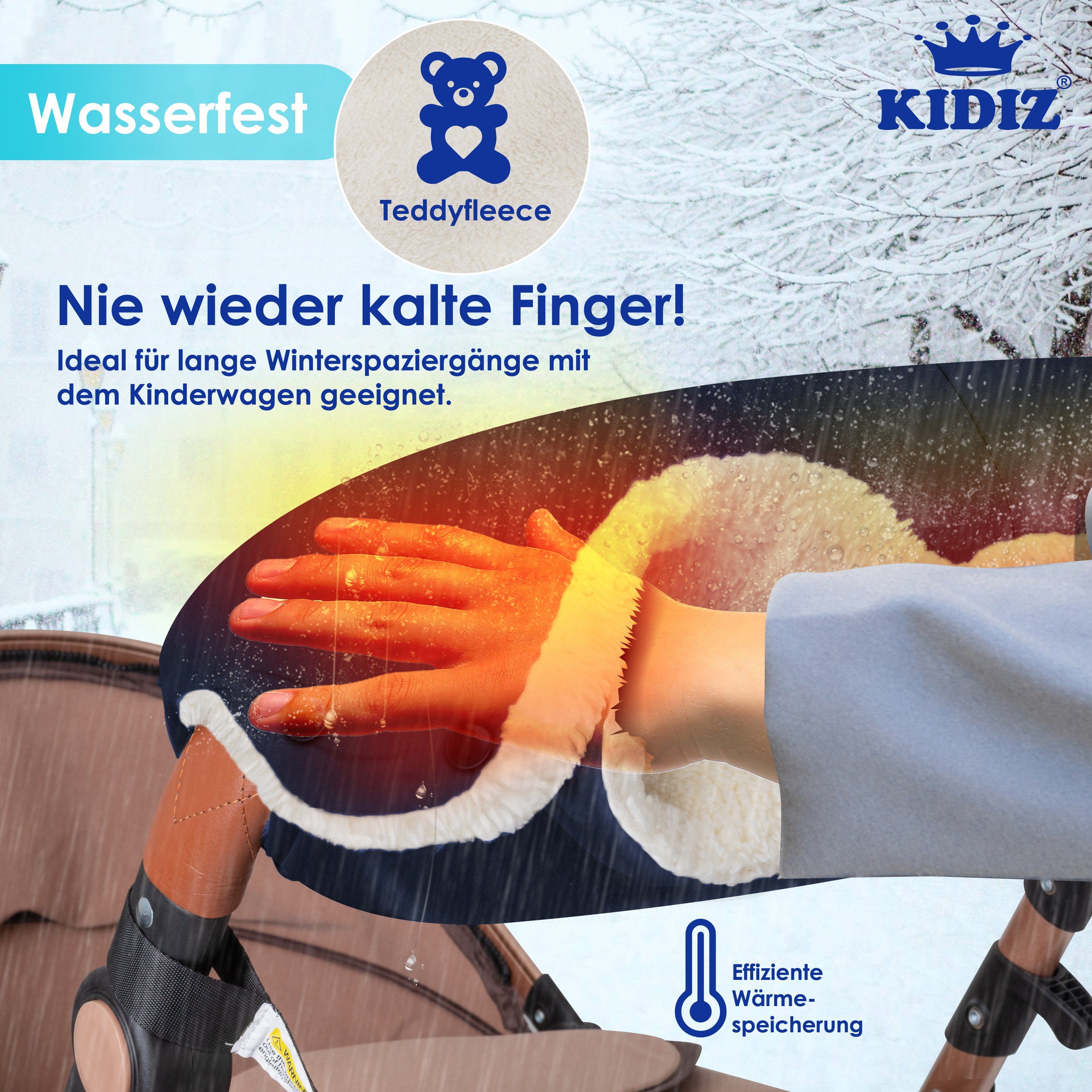 KIDIZ Kinderwagen-Handwärmer, Handwärmer Kinderwagen Handschuhe Handmuff Kinderwagenmuff blau/navy